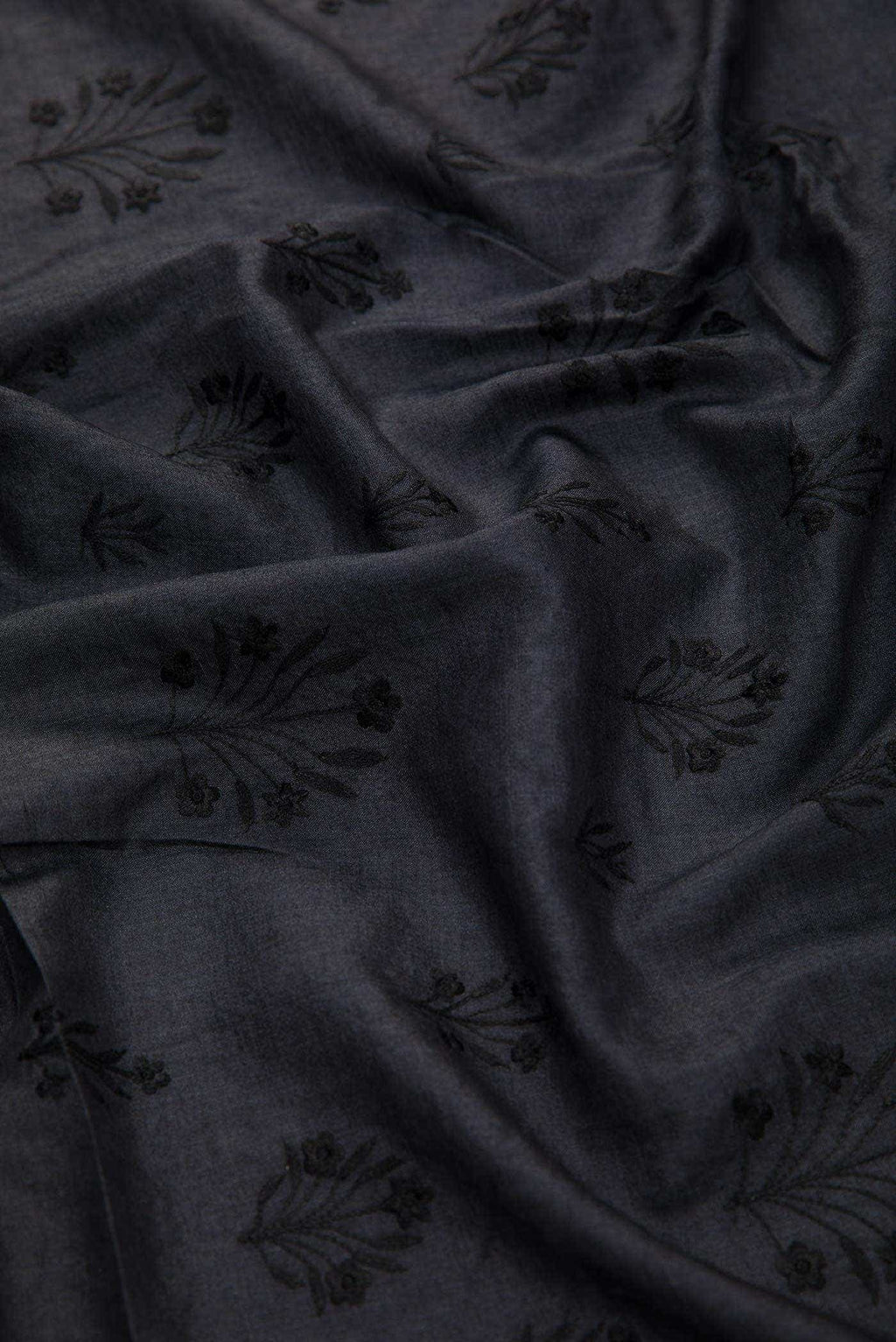 Navy Blue Tussar Silk Dress Material