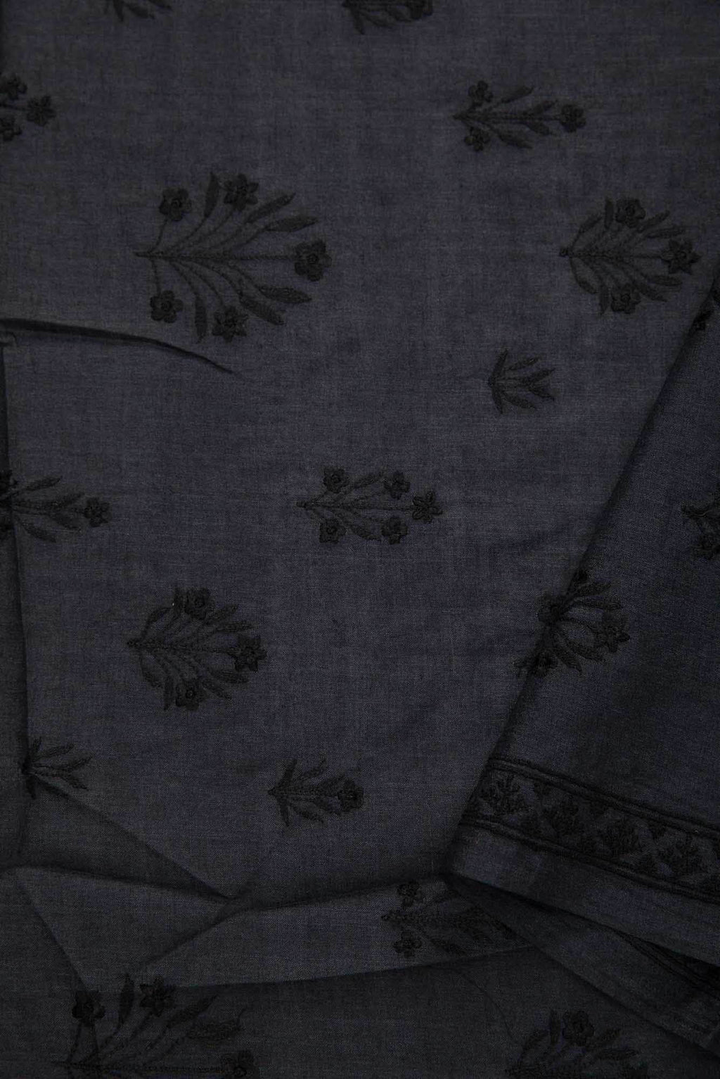 Navy Blue Tussar Silk Dress Material