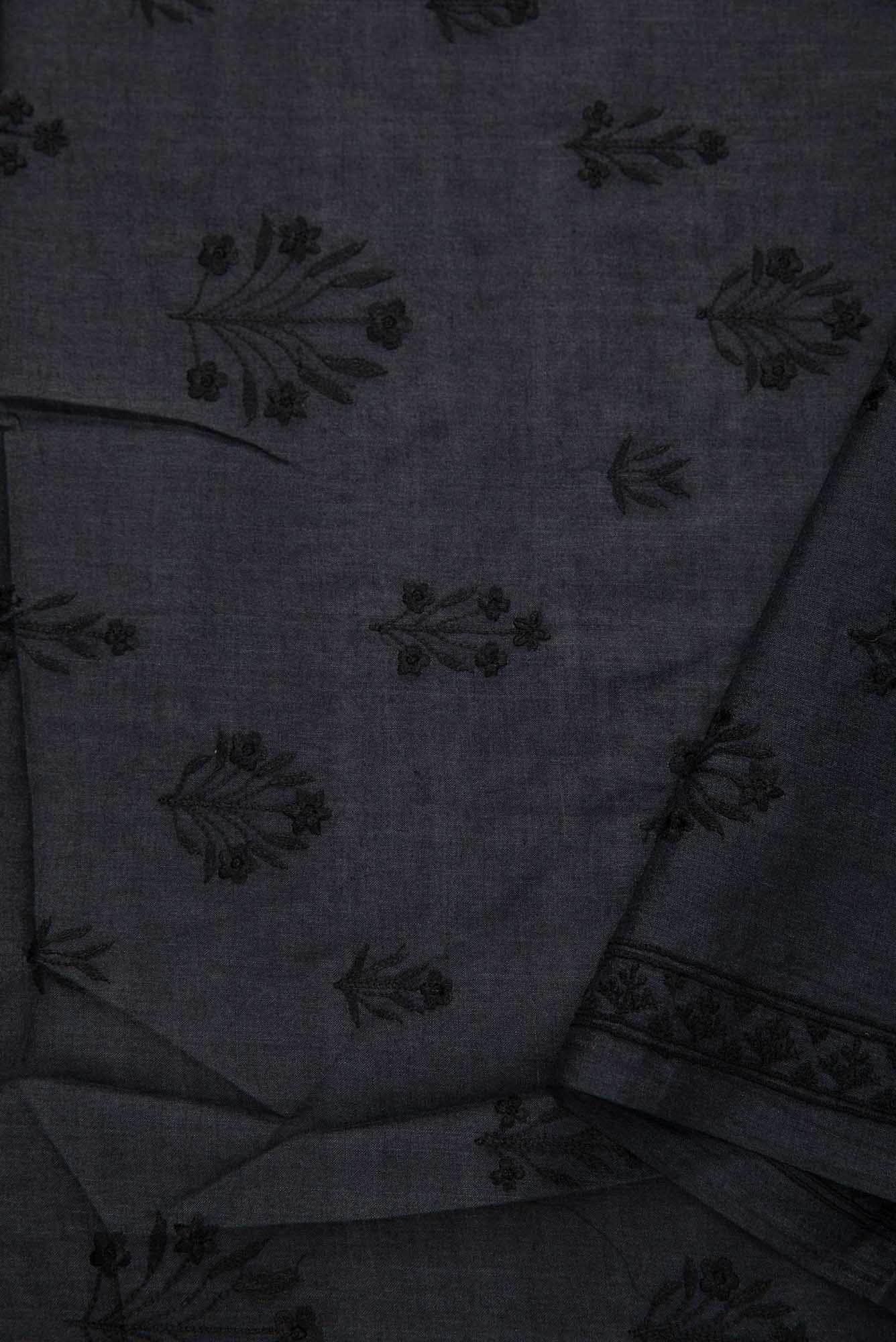 Navy Blue Tussar Silk Dress Material