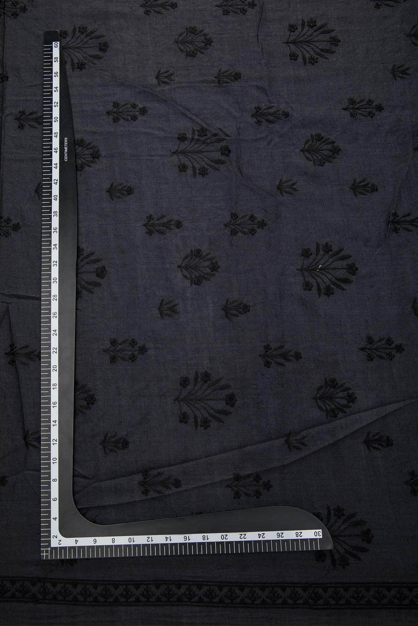 Navy Blue Tussar Silk Dress Material