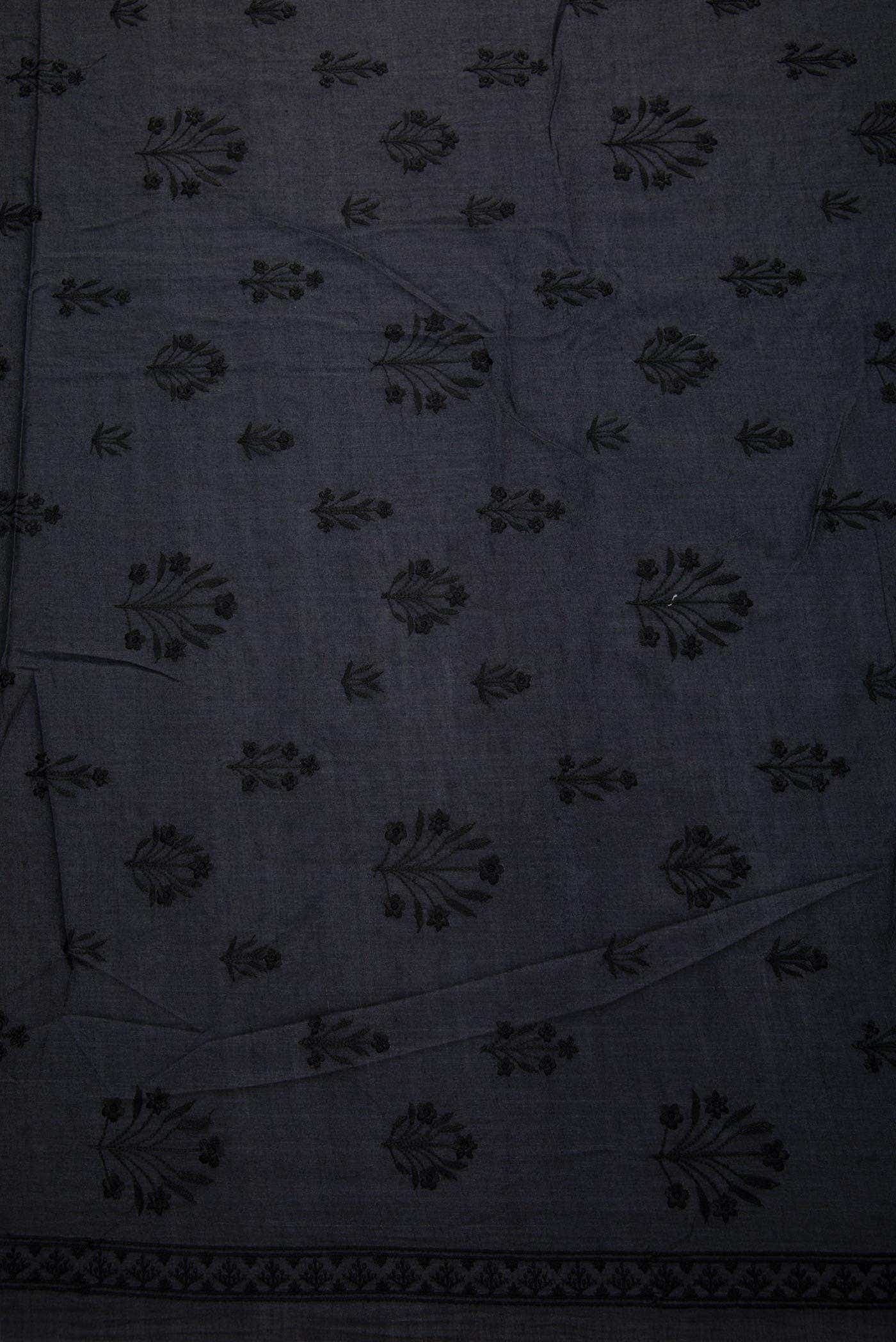 Navy Blue Tussar Silk Dress Material