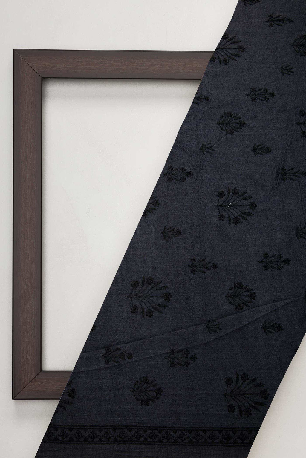 Navy Blue Tussar Silk Dress Material
