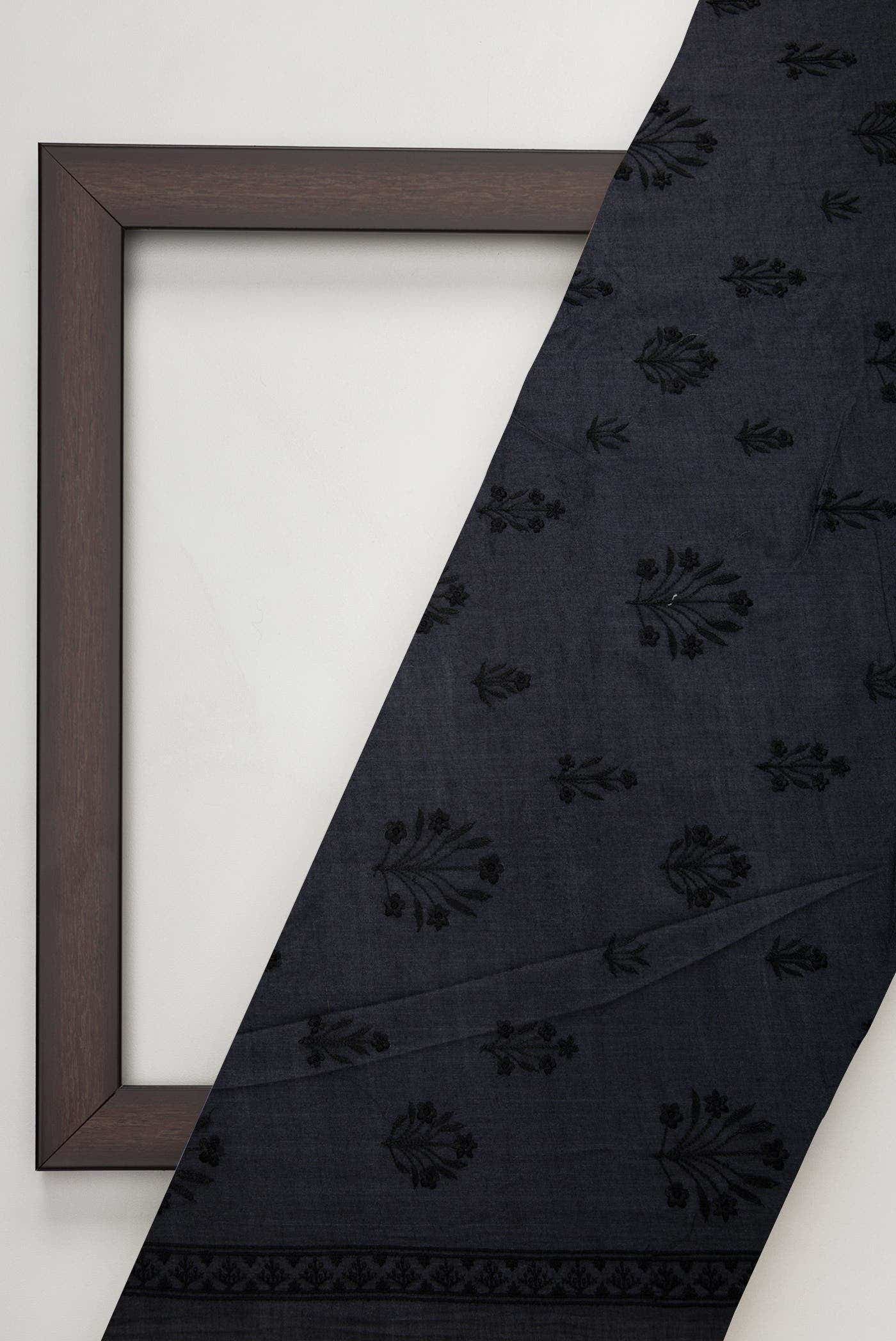 Navy Blue Tussar Silk Dress Material