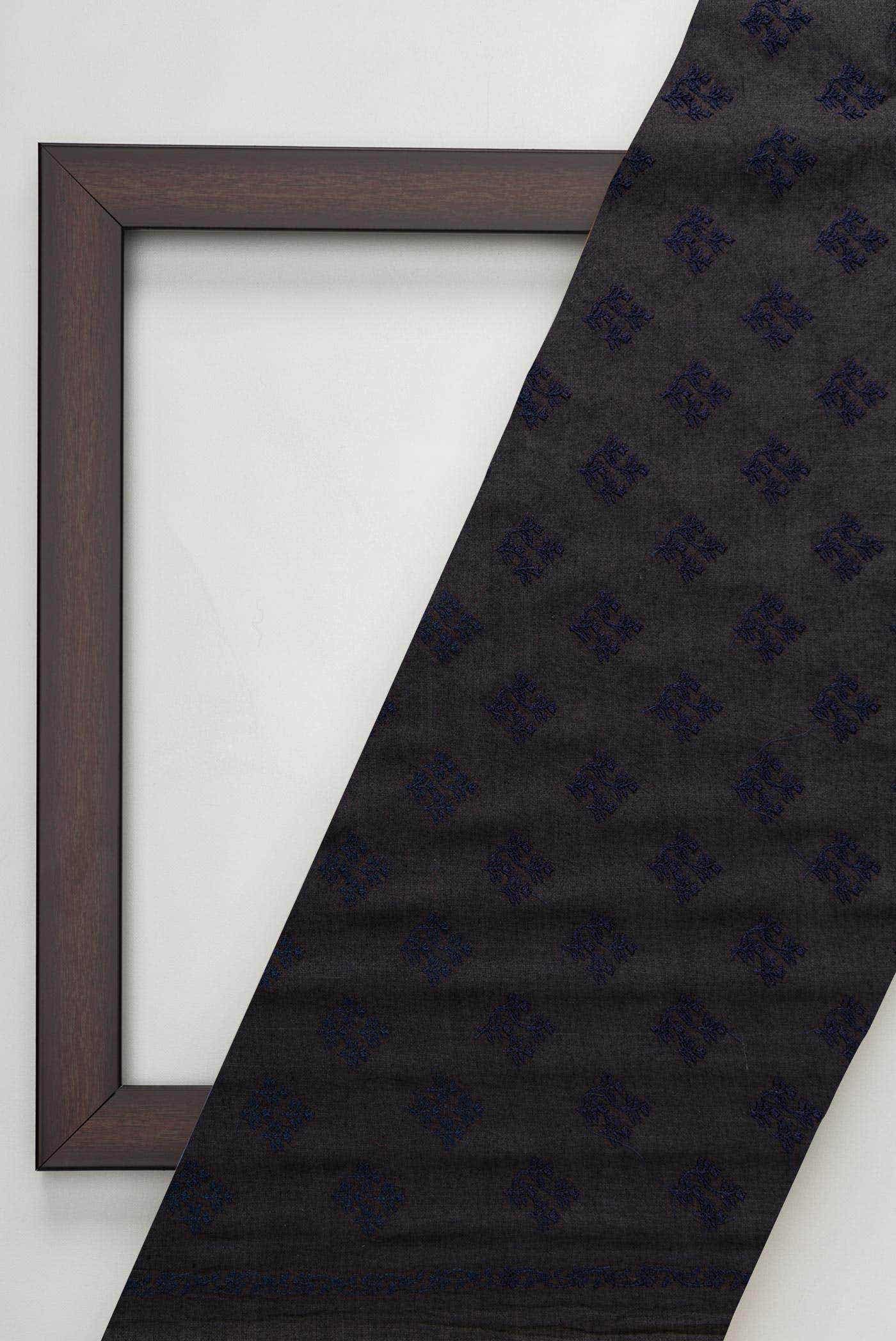 Black Tussar Silk Dress Material