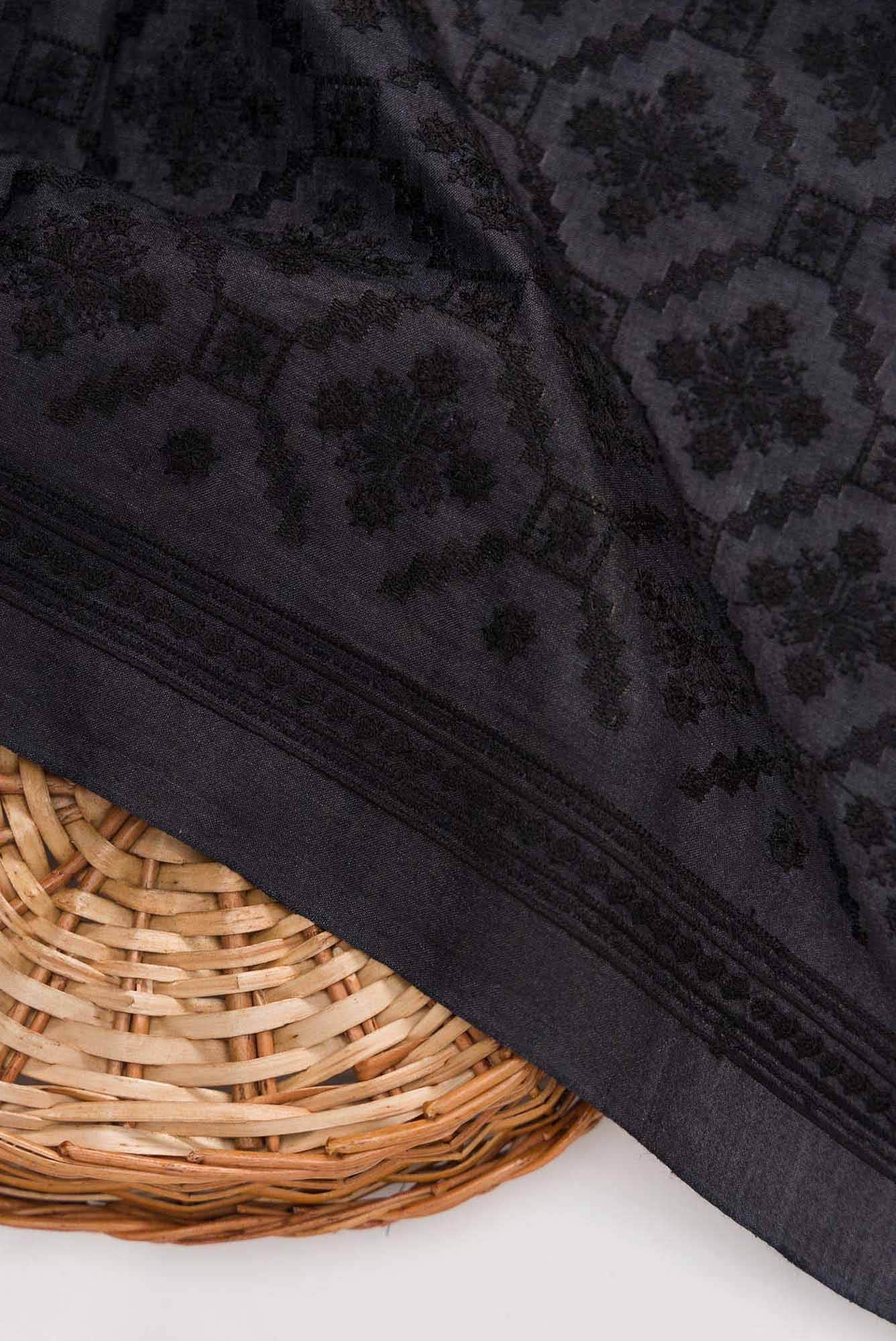 Black Tussar Silk Dress Material