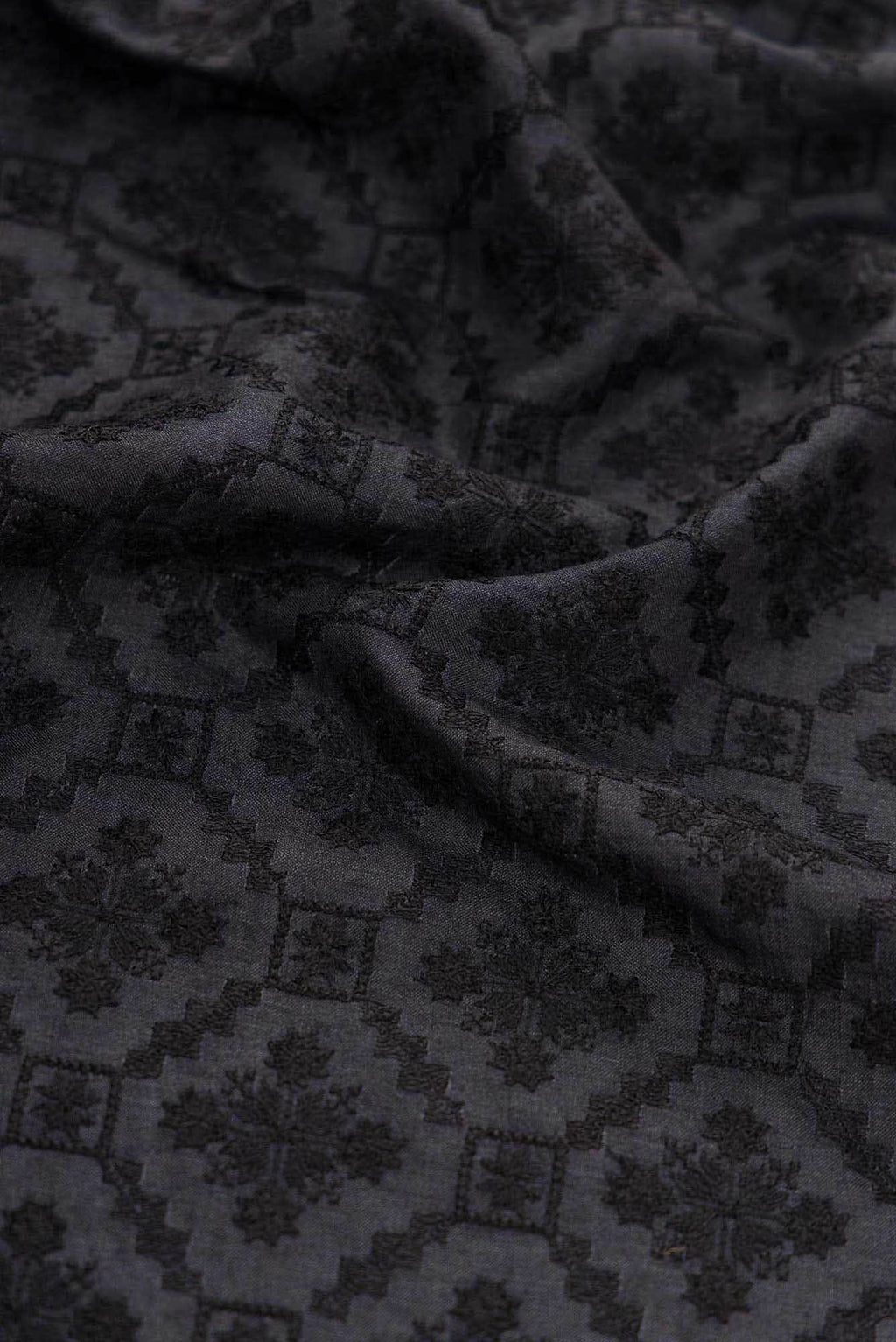 Black Tussar Silk Dress Material
