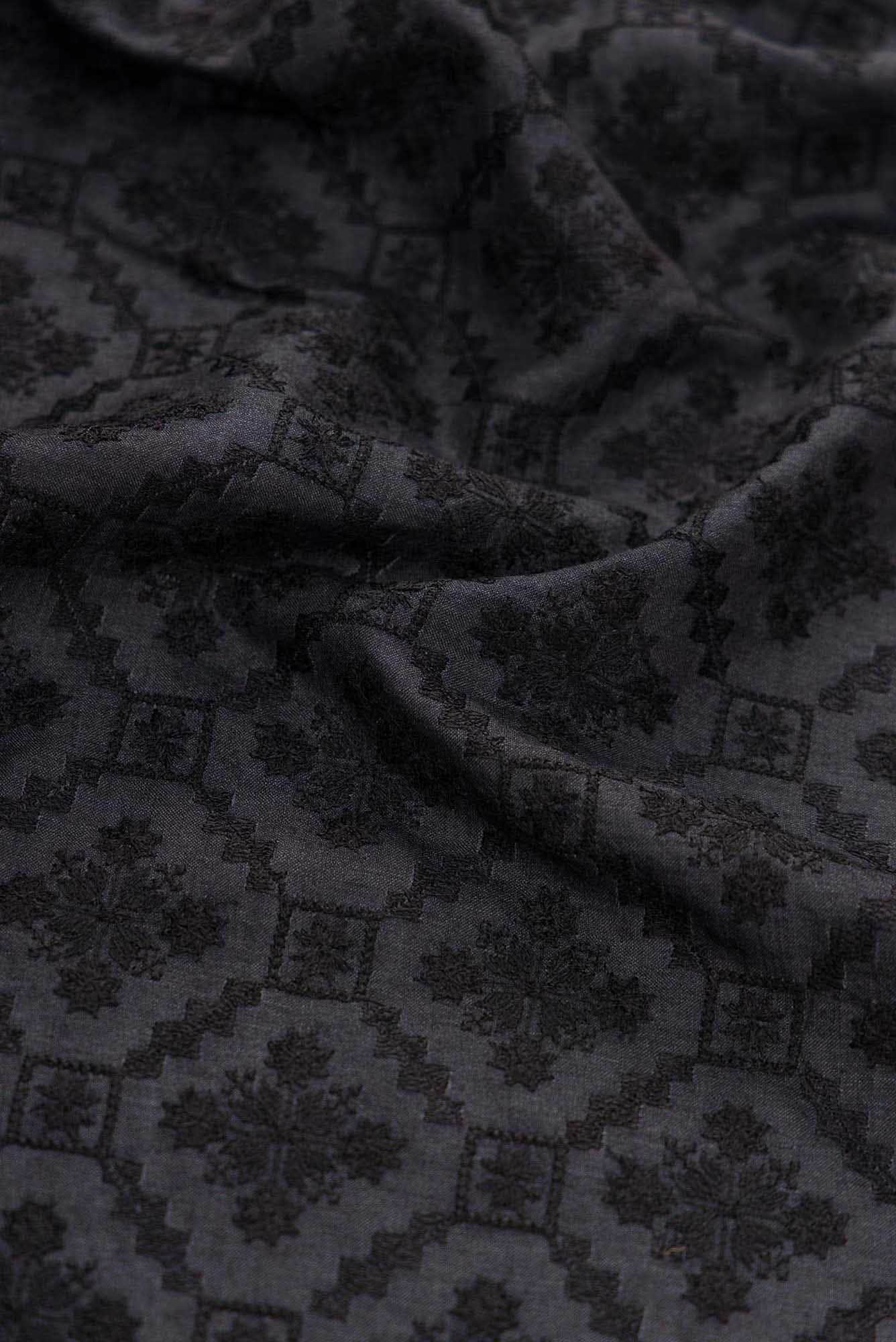 Black Tussar Silk Dress Material