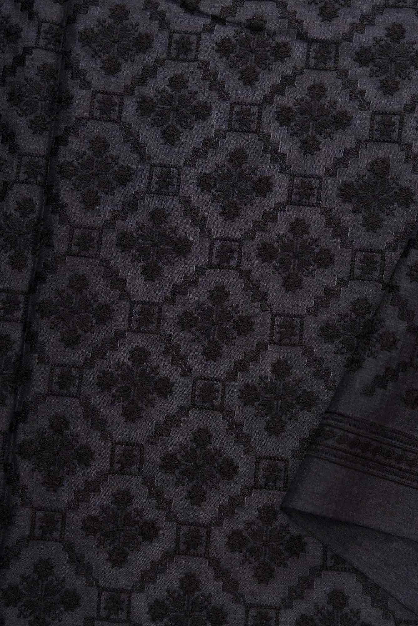 Black Tussar Silk Dress Material