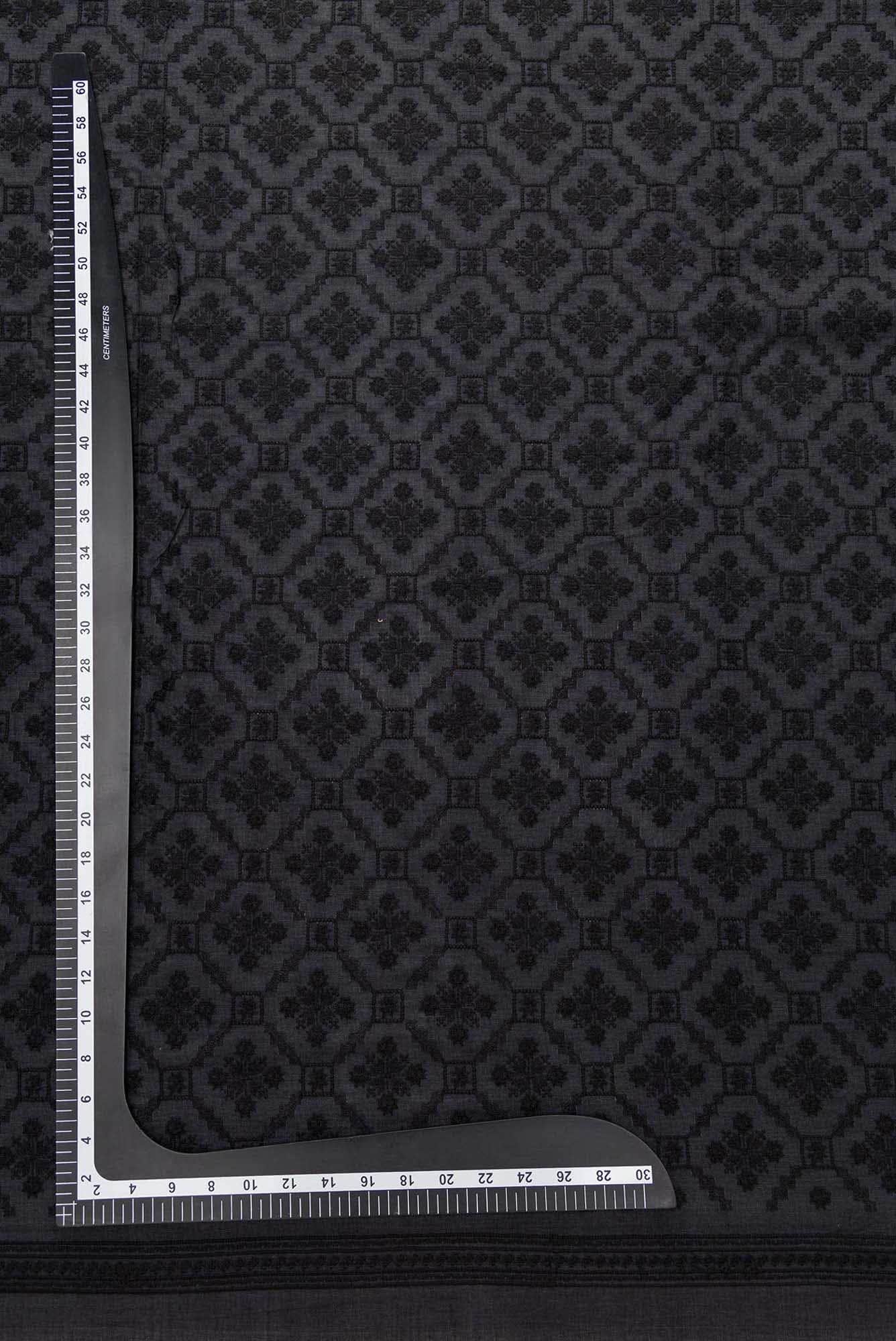 Black Tussar Silk Dress Material