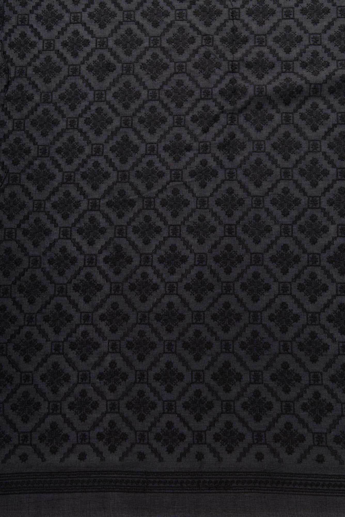 Black Tussar Silk Dress Material