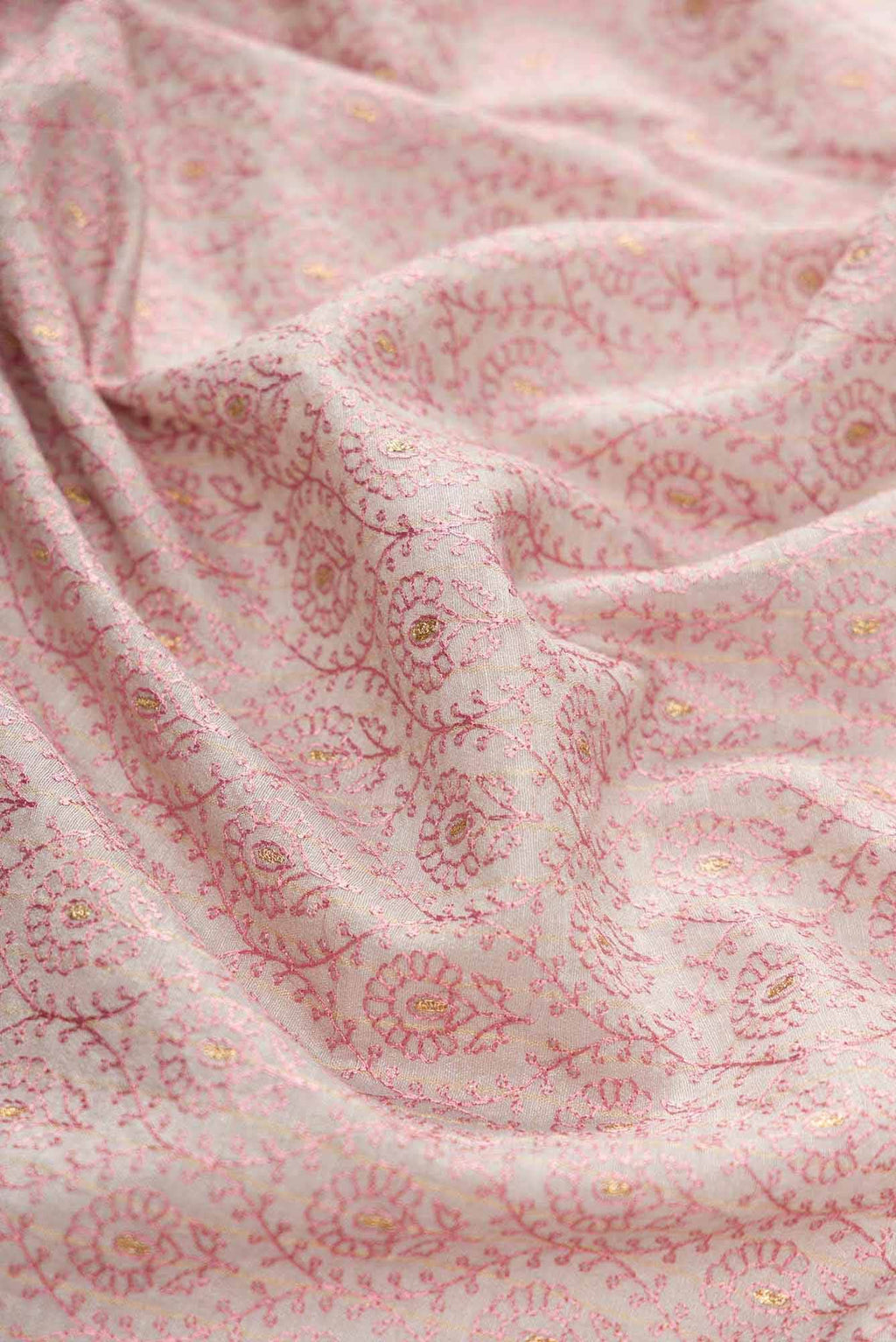 Grey Chanderi Silk Dress Material