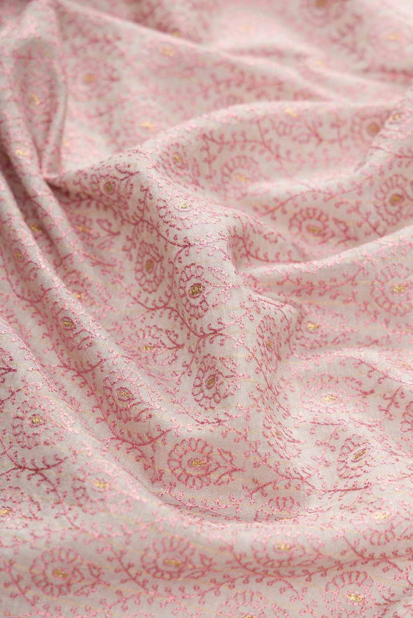Grey Chanderi Silk Dress Material