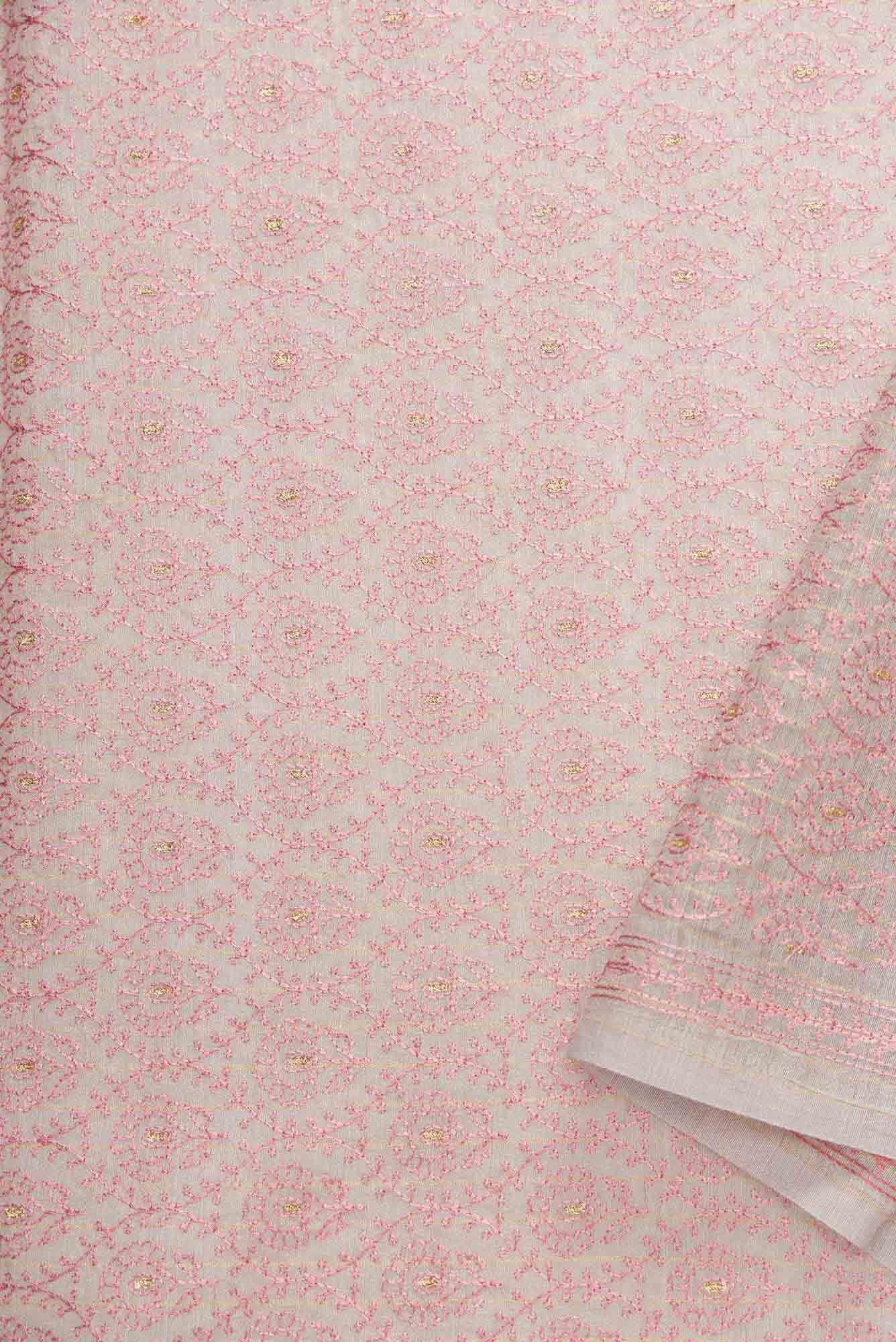 Grey Chanderi Silk Dress Material