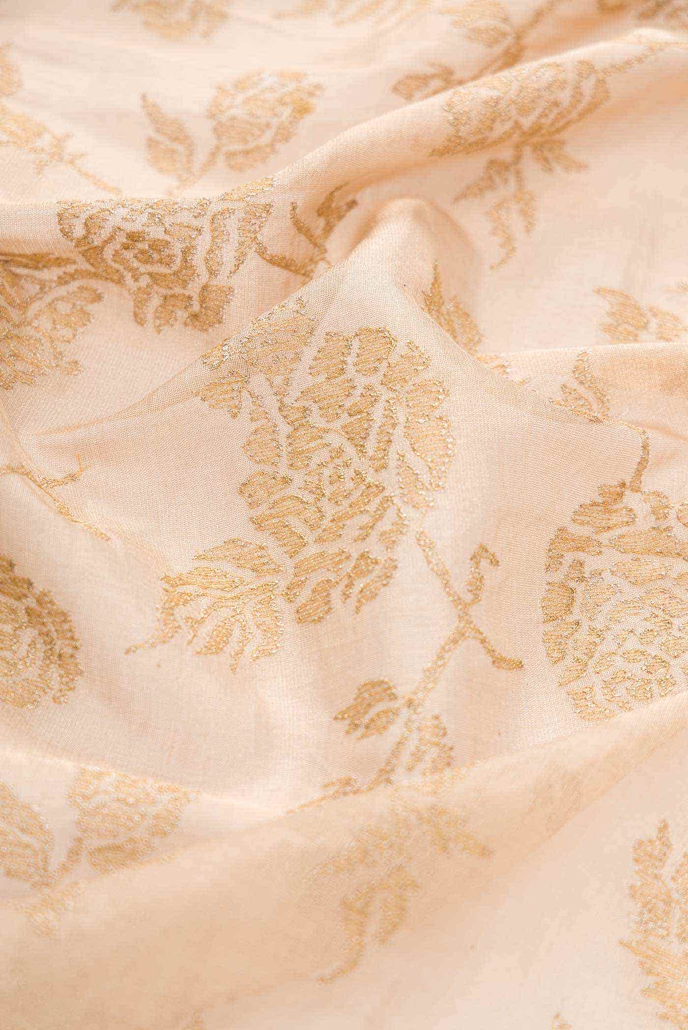 Gold Chanderi Tissue Silk Dress Material