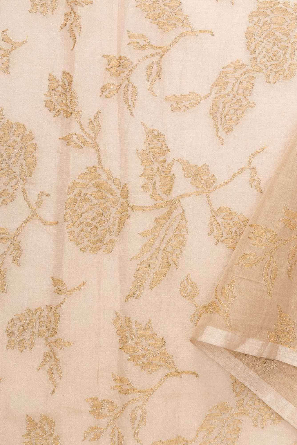 Gold Chanderi Tissue Silk Dress Material