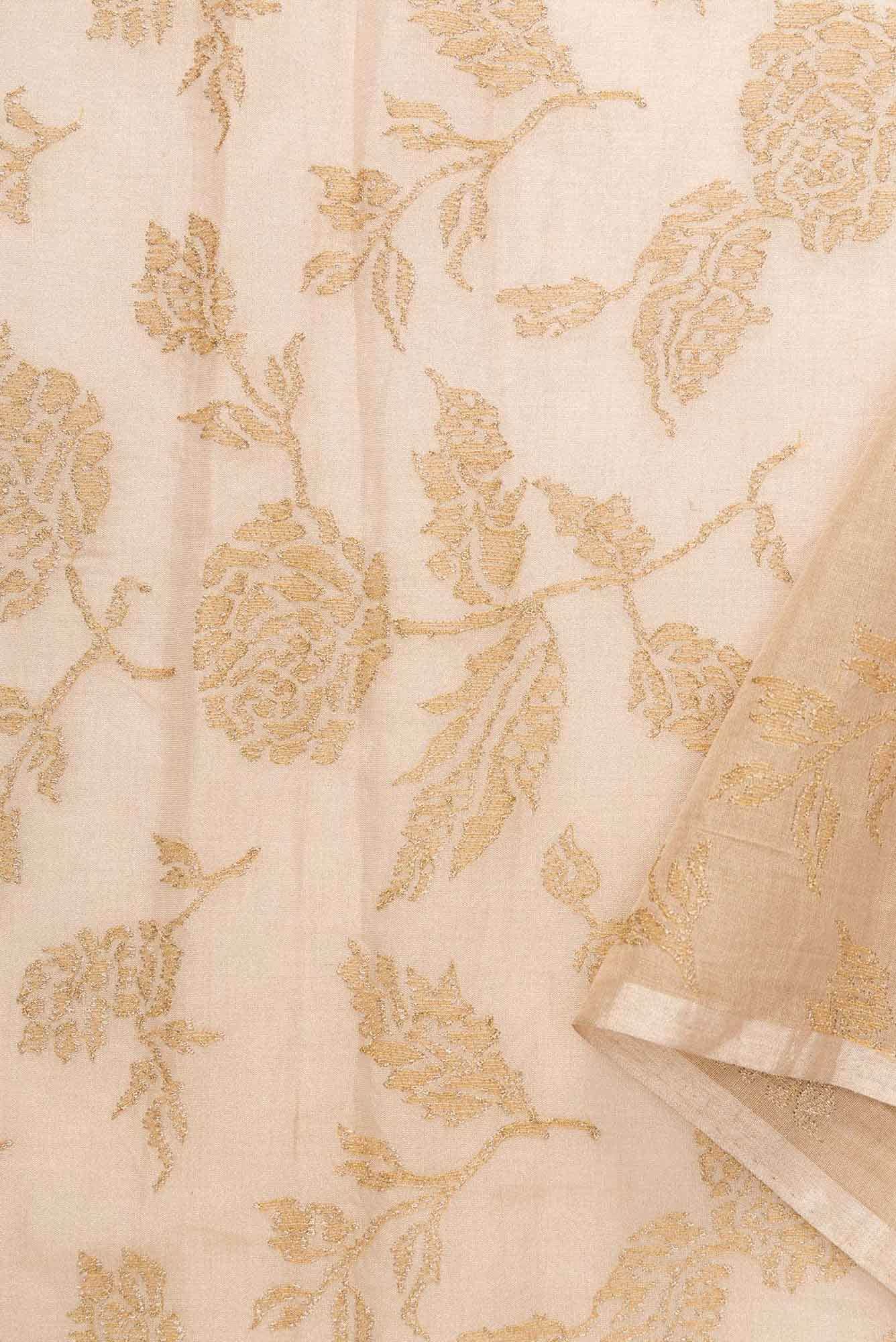 Gold Chanderi Tissue Silk Dress Material