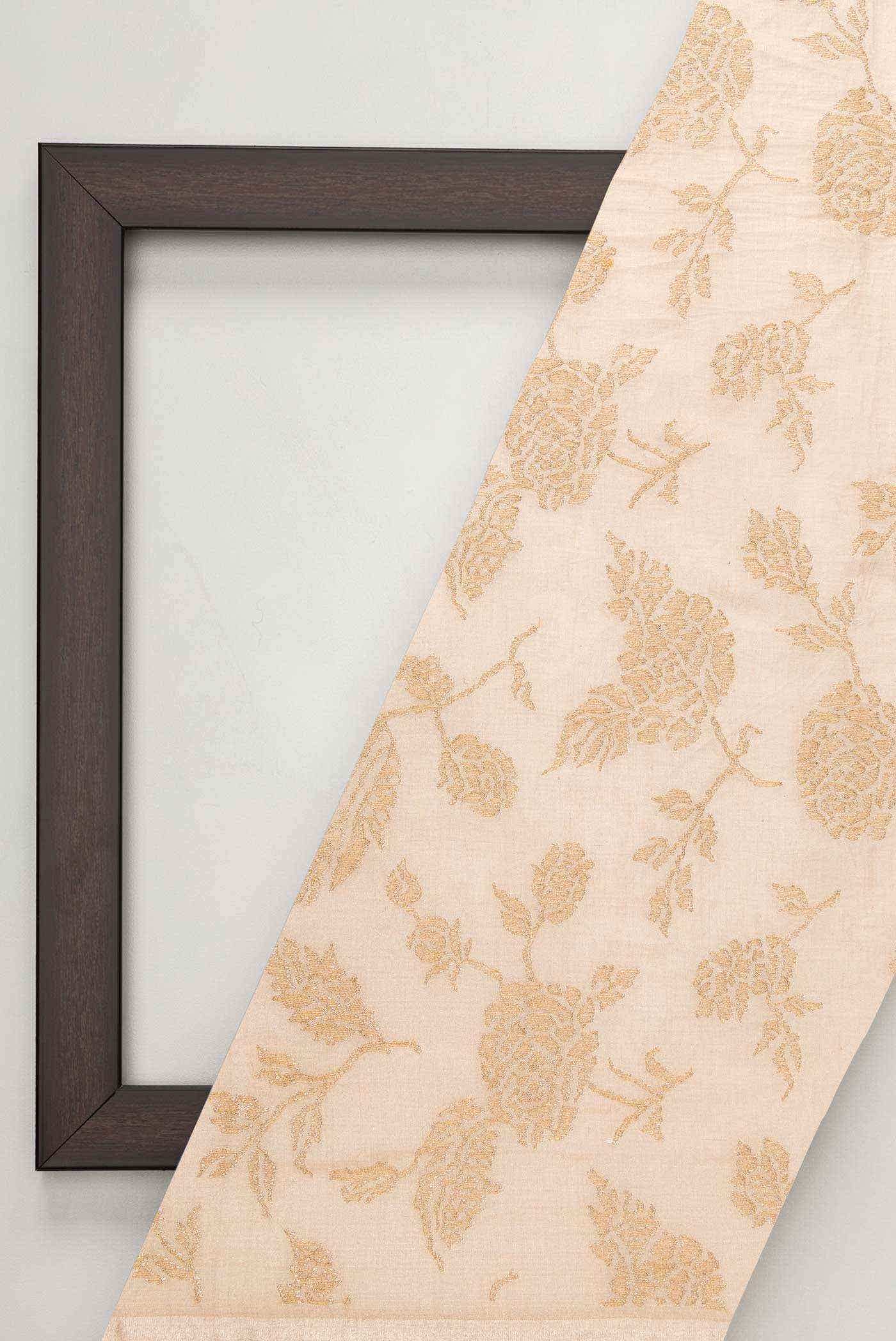 Gold Chanderi Tissue Silk Dress Material
