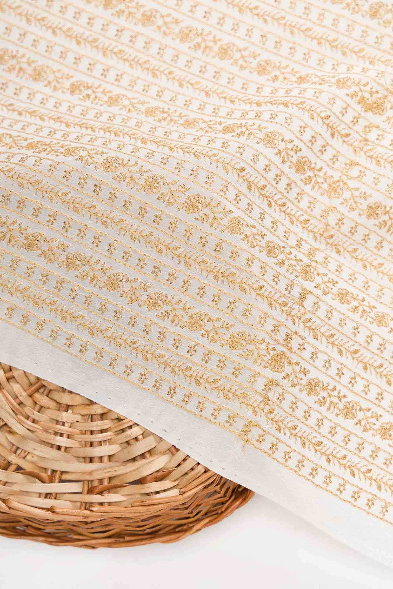 Off White Crepe Dress Material
