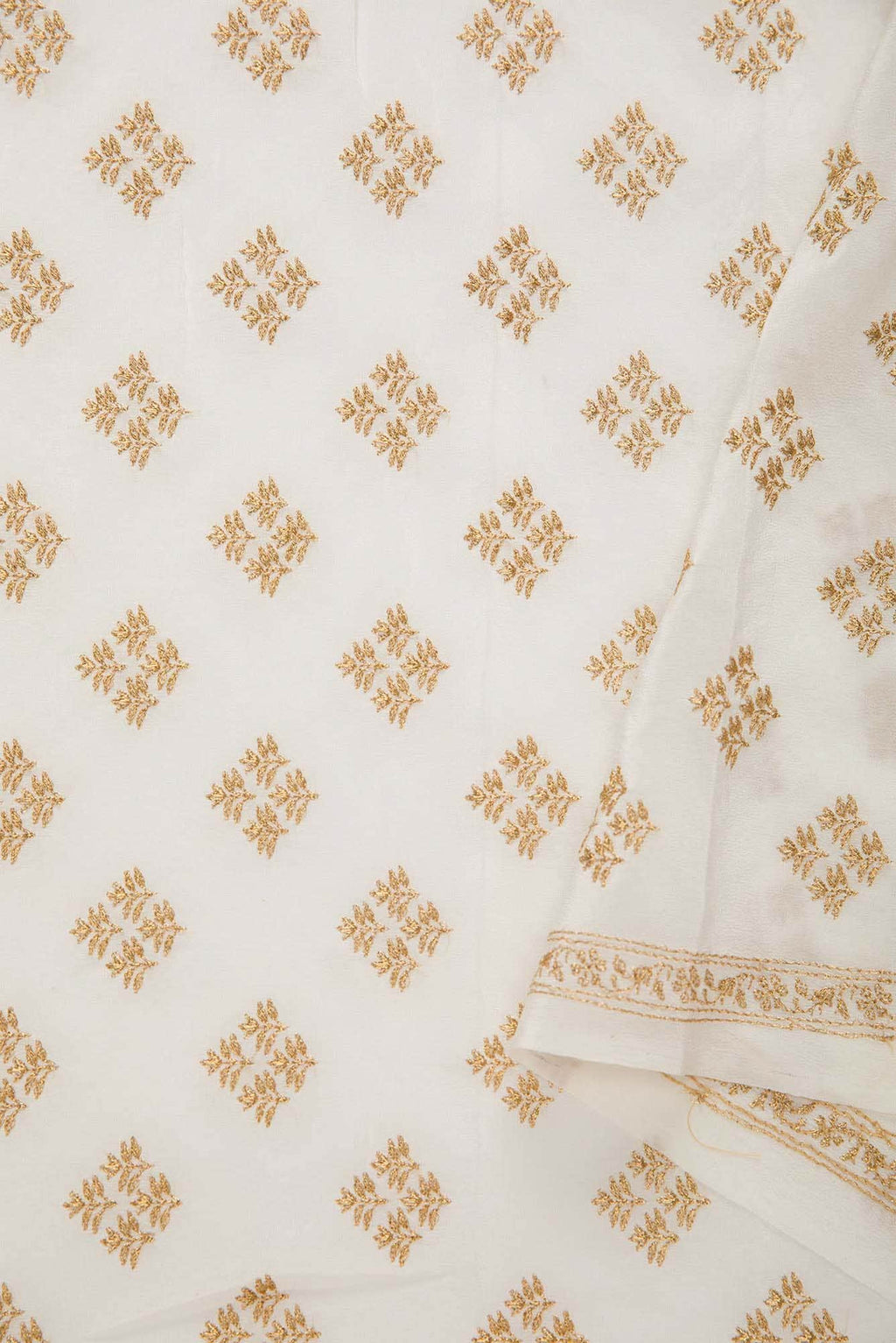 Off White Crepe Dress Material