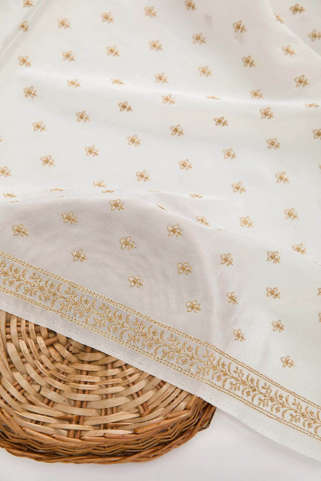 Off White Crepe Dress Material