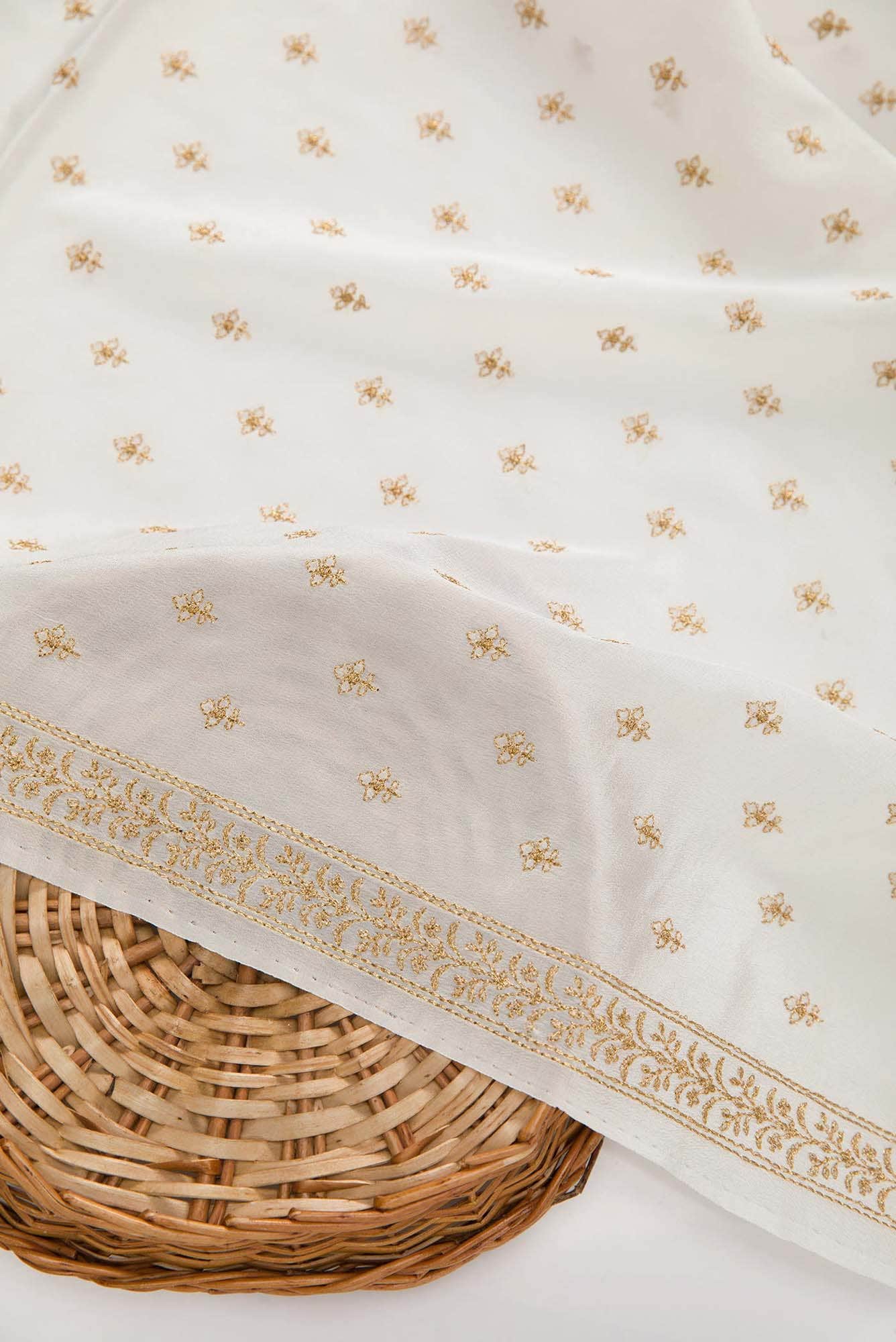Off White Crepe Dress Material