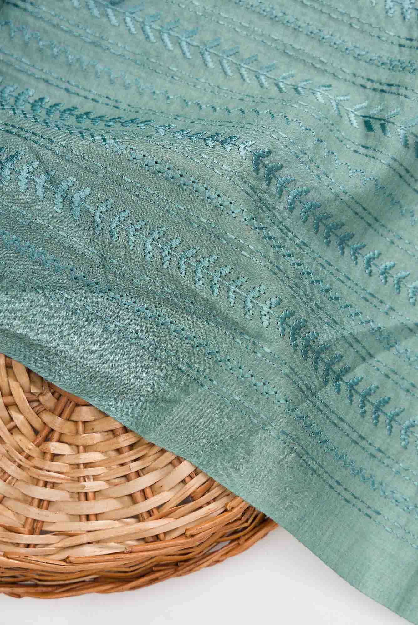 Maya Blue Tussar Silk Dress Material