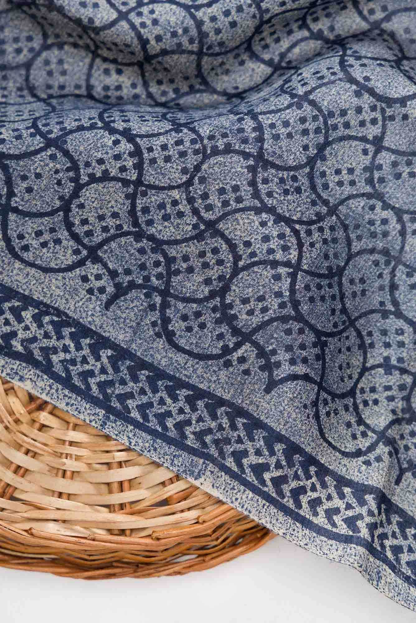Grey Chanderi Silk Dress Material