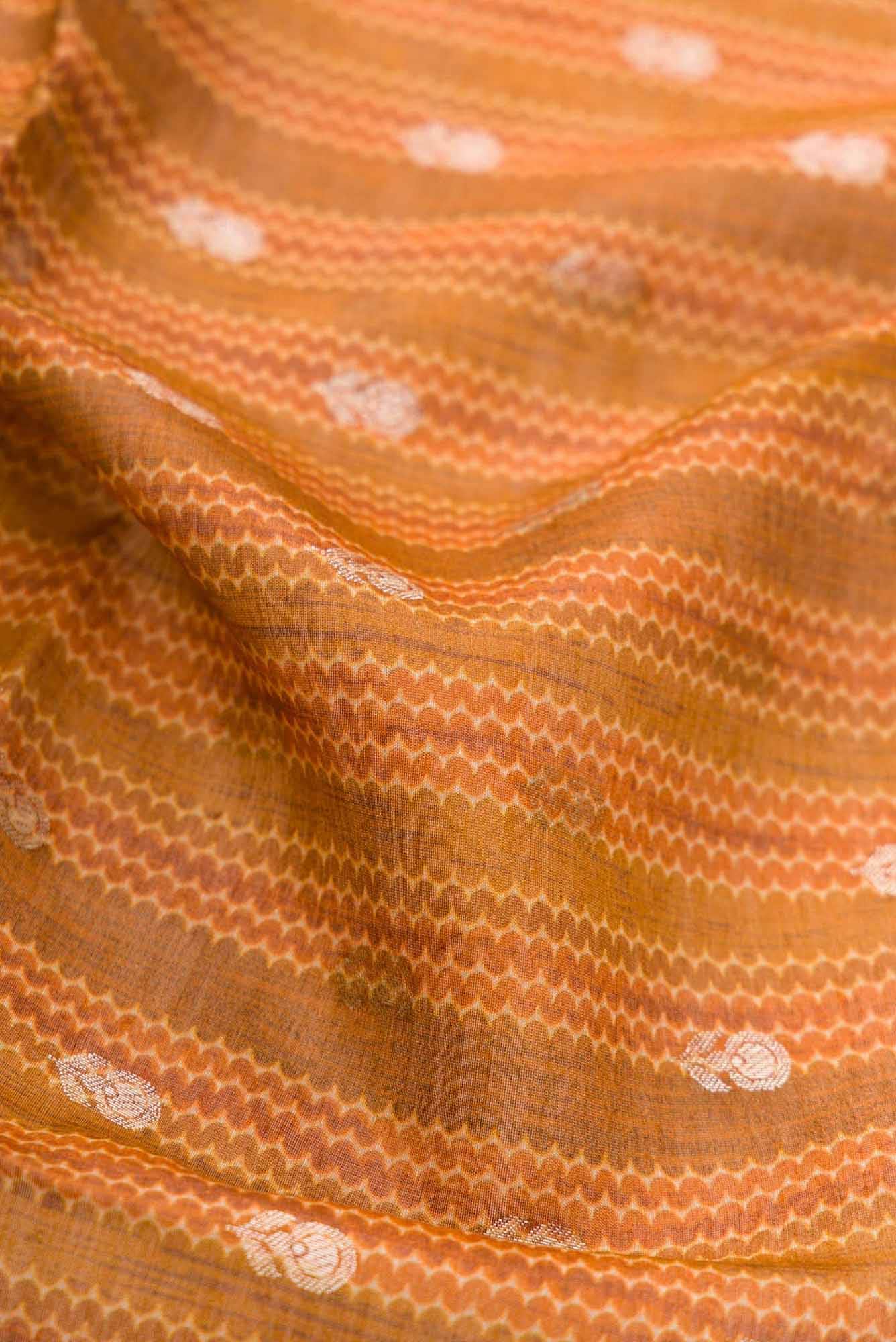 Brown and Mustard Chanderi Silk Dress Material