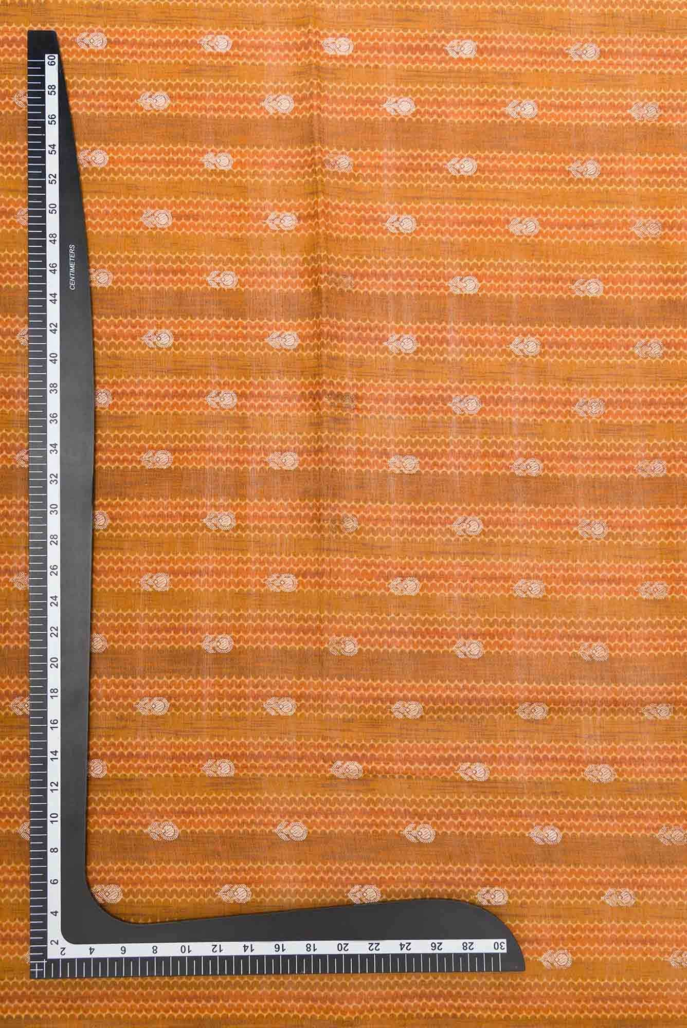 Brown and Mustard Chanderi Silk Dress Material
