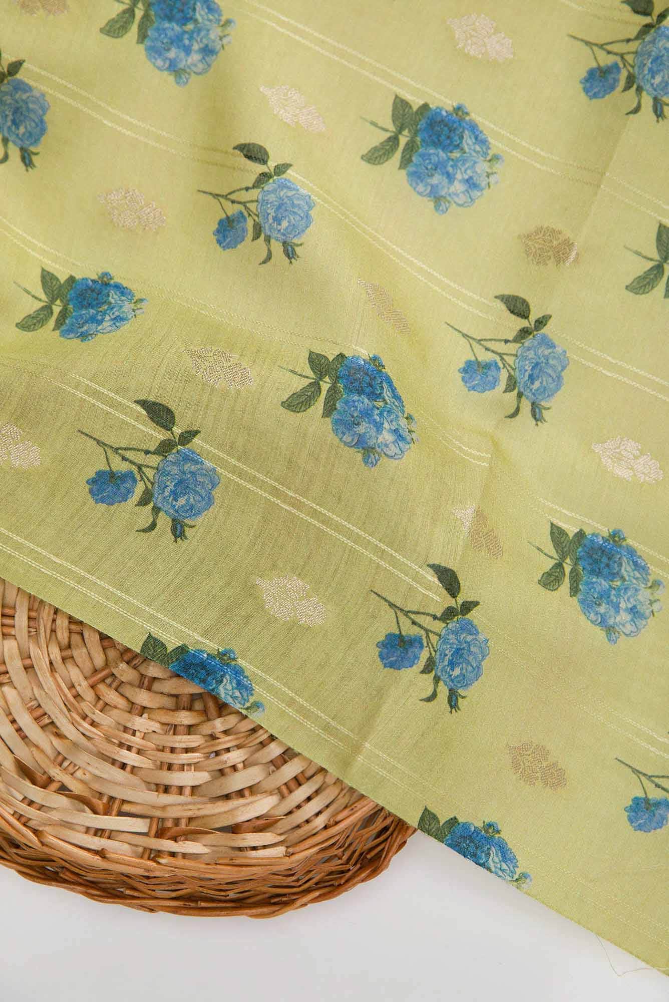 Pista Green Chanderi Silk Dress Material