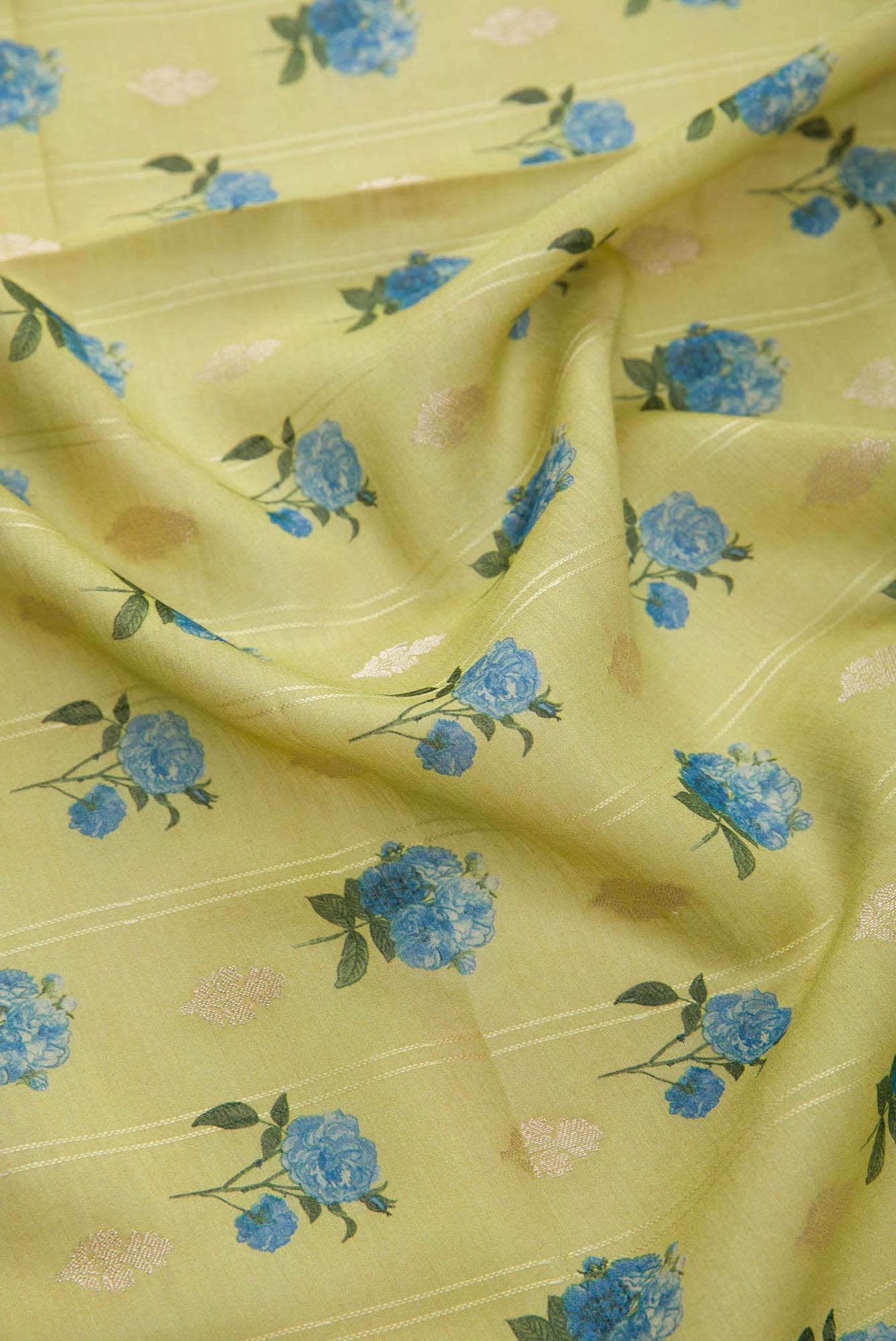 Pista Green Chanderi Silk Dress Material