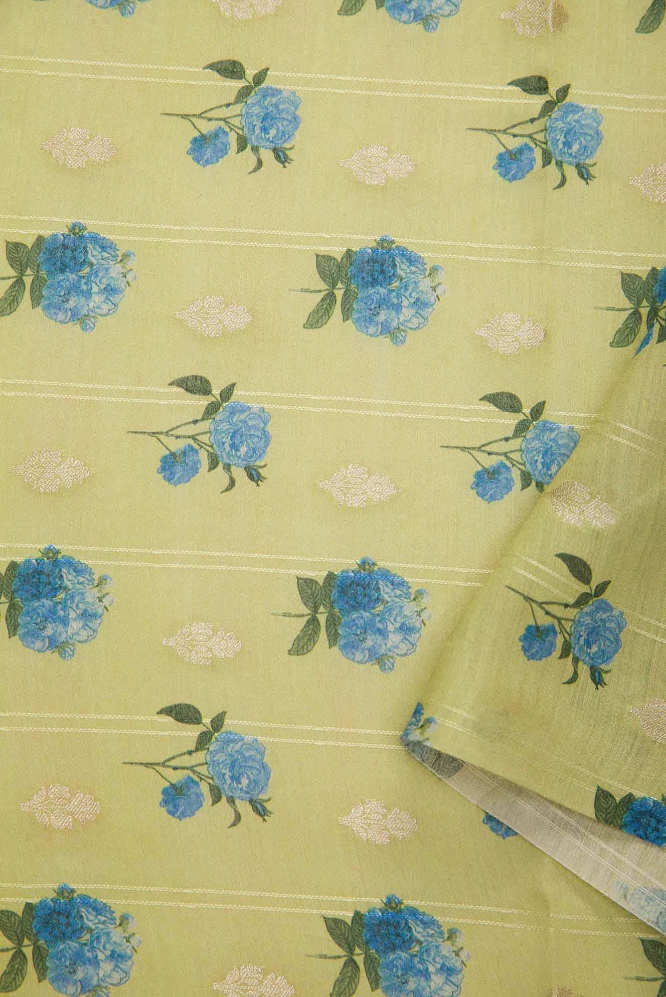 Pista Green Chanderi Silk Dress Material