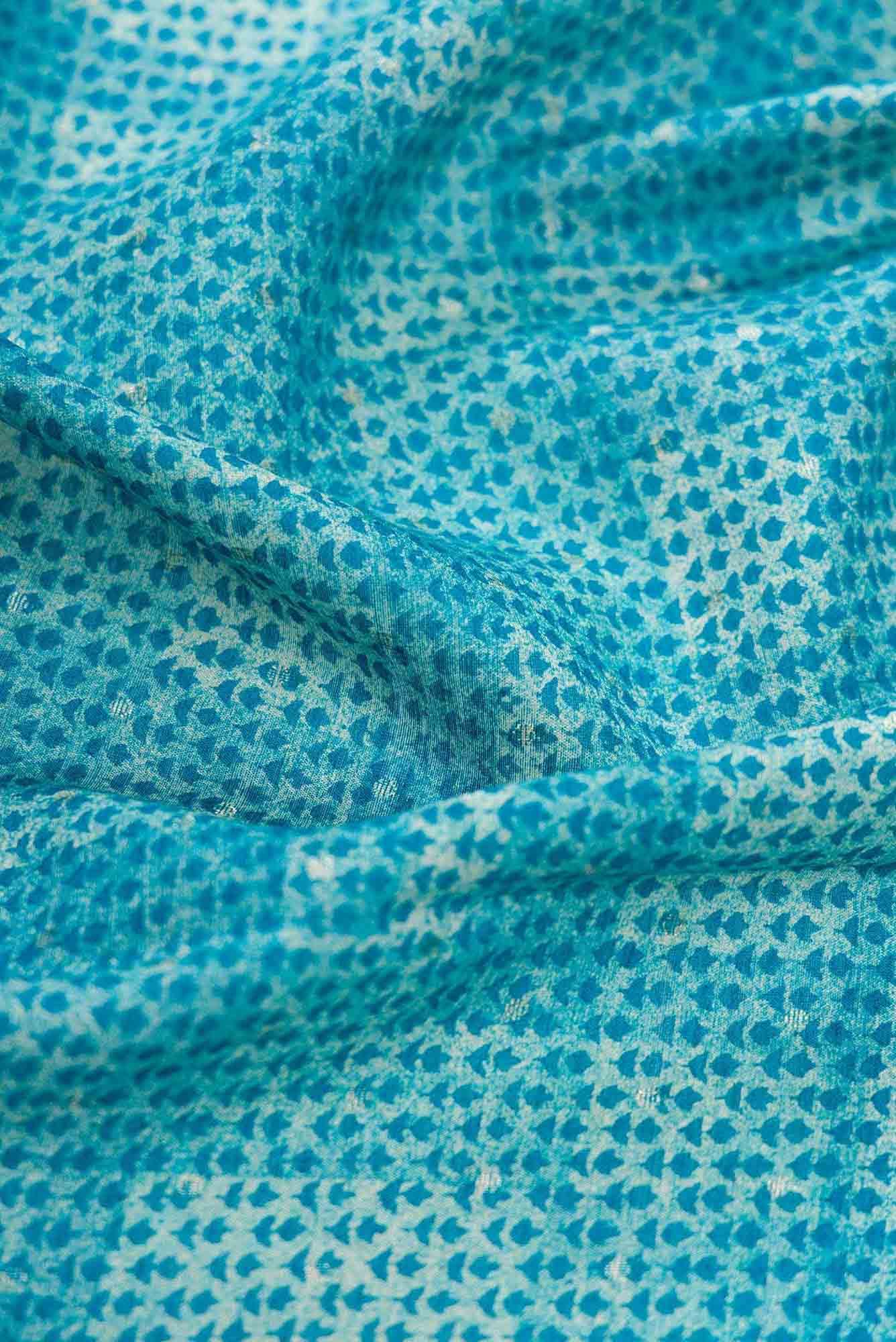 Blue Tussar Silk Dress Material