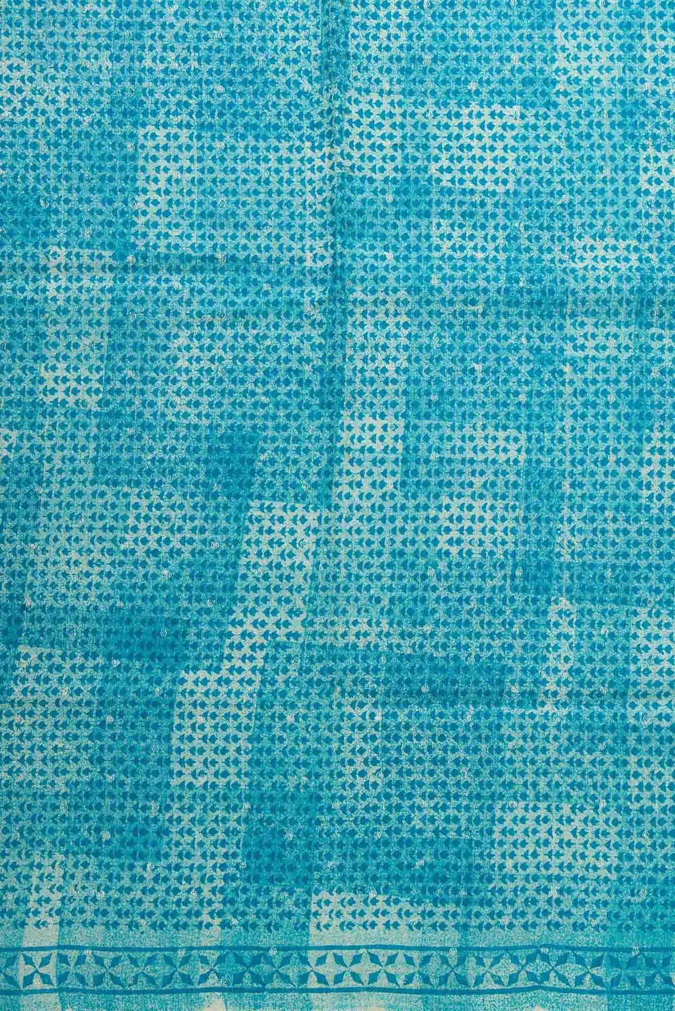 Blue Tussar Silk Dress Material