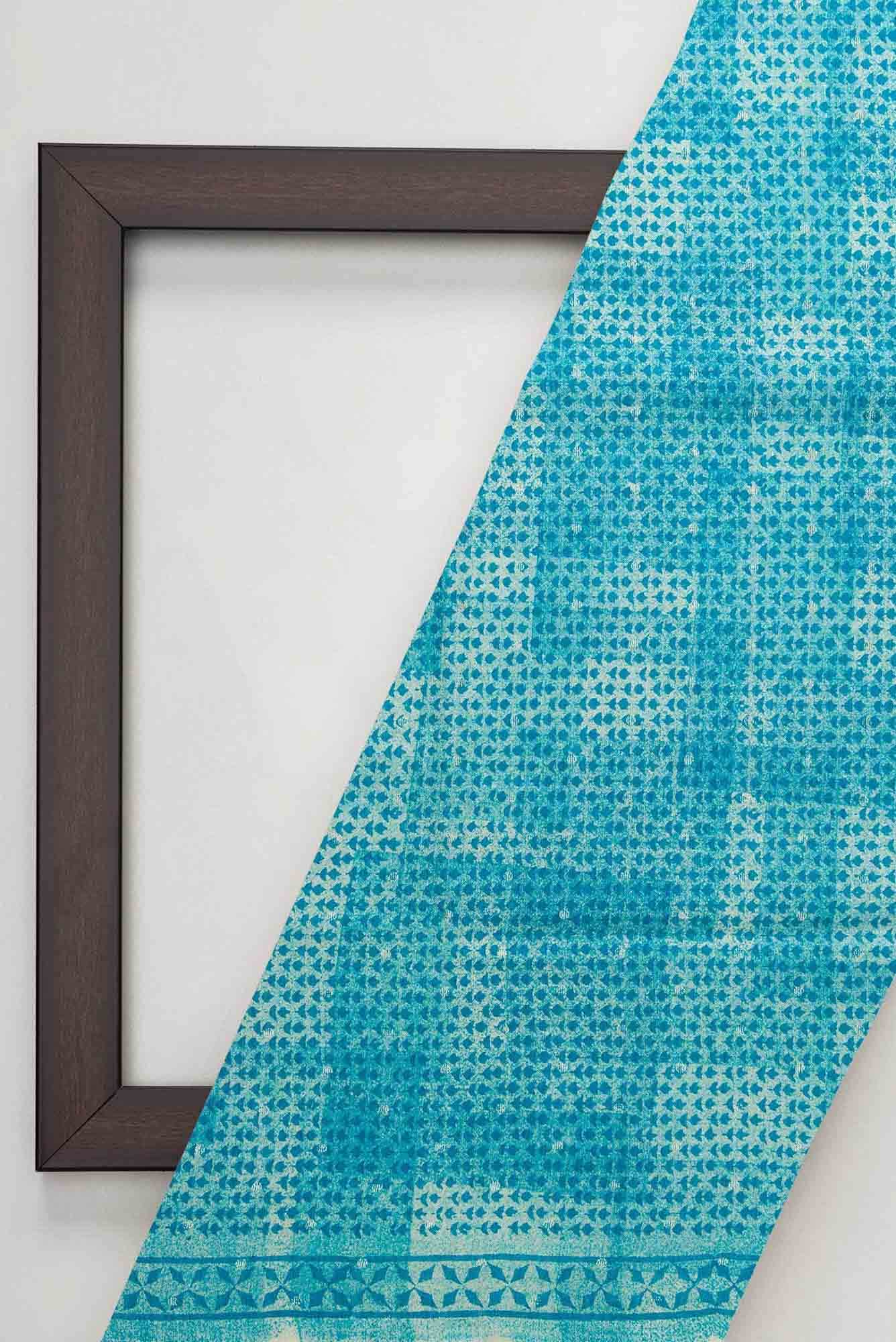 Blue Tussar Silk Dress Material