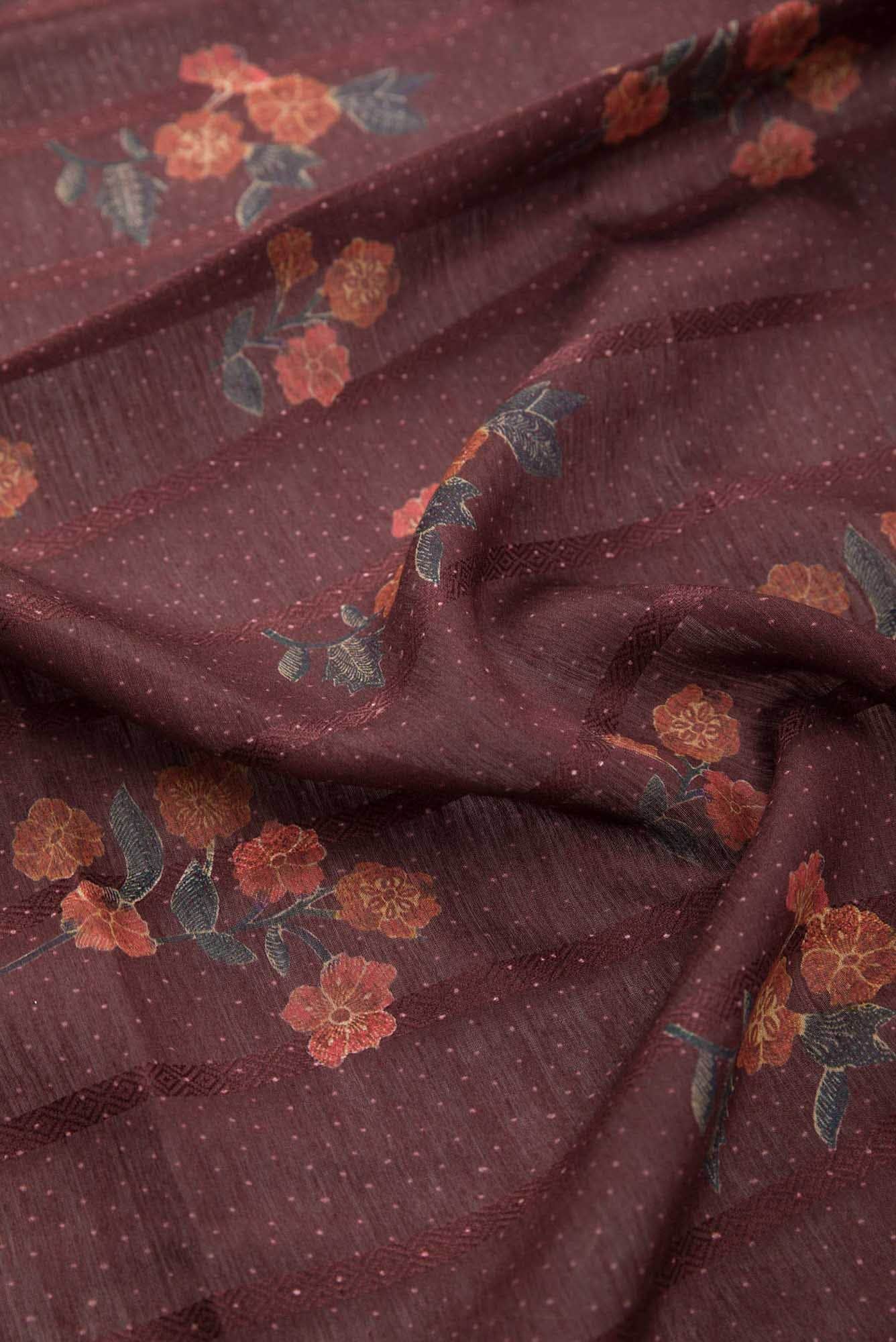 Maroon Chanderi Silk Dress Material
