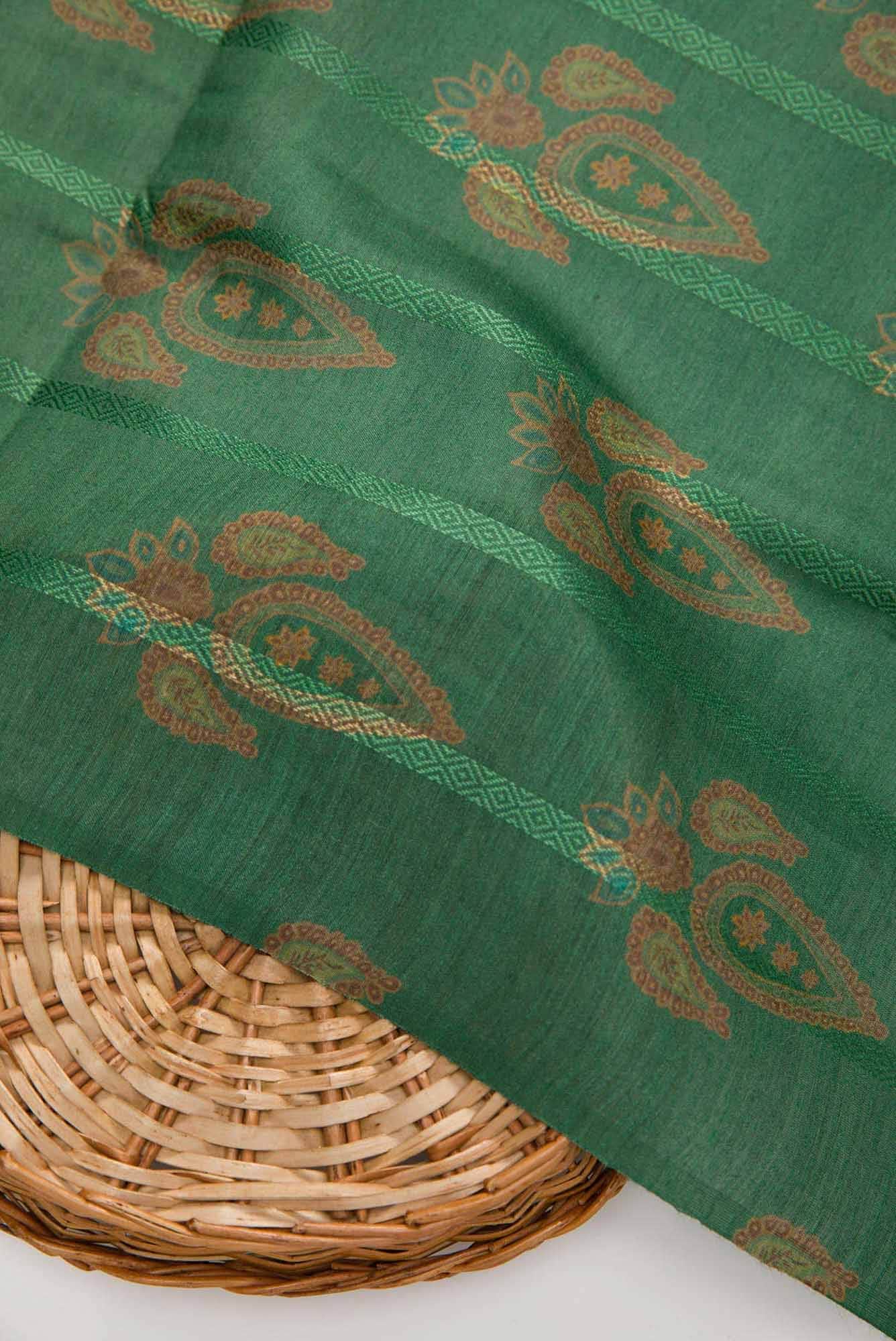 Green Chanderi Silk Dress Material