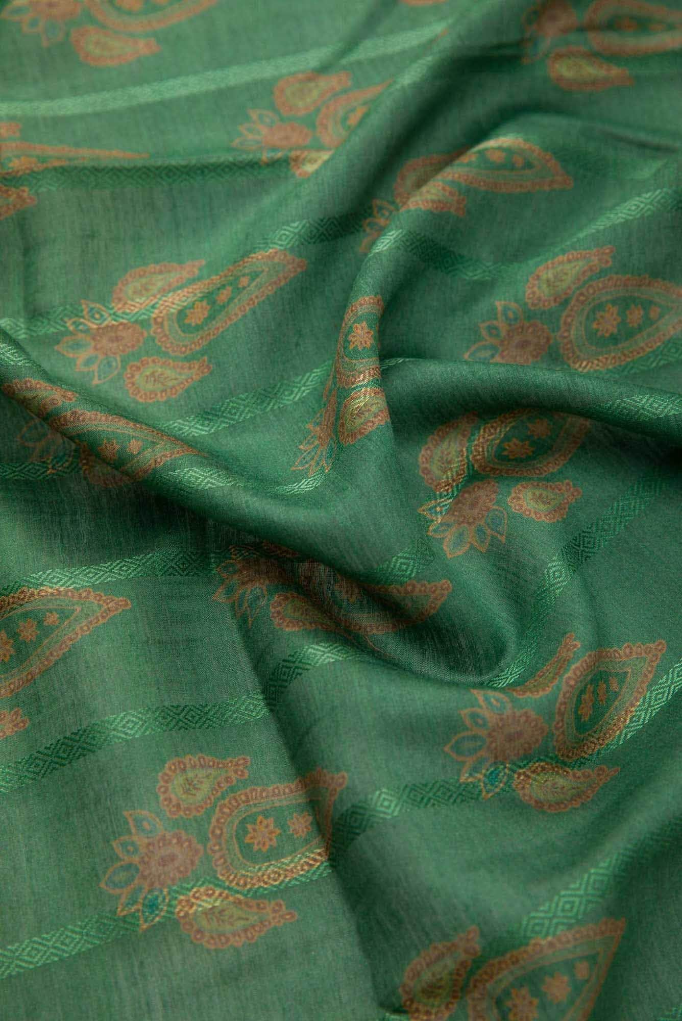 Green Chanderi Silk Dress Material