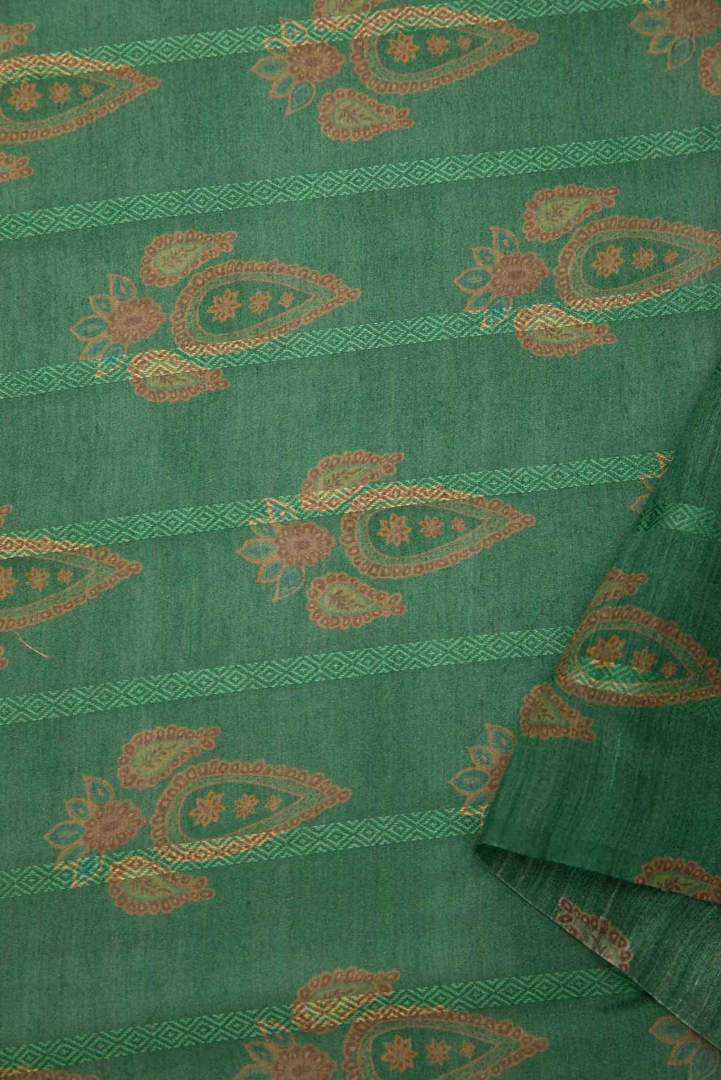 Green Chanderi Silk Dress Material