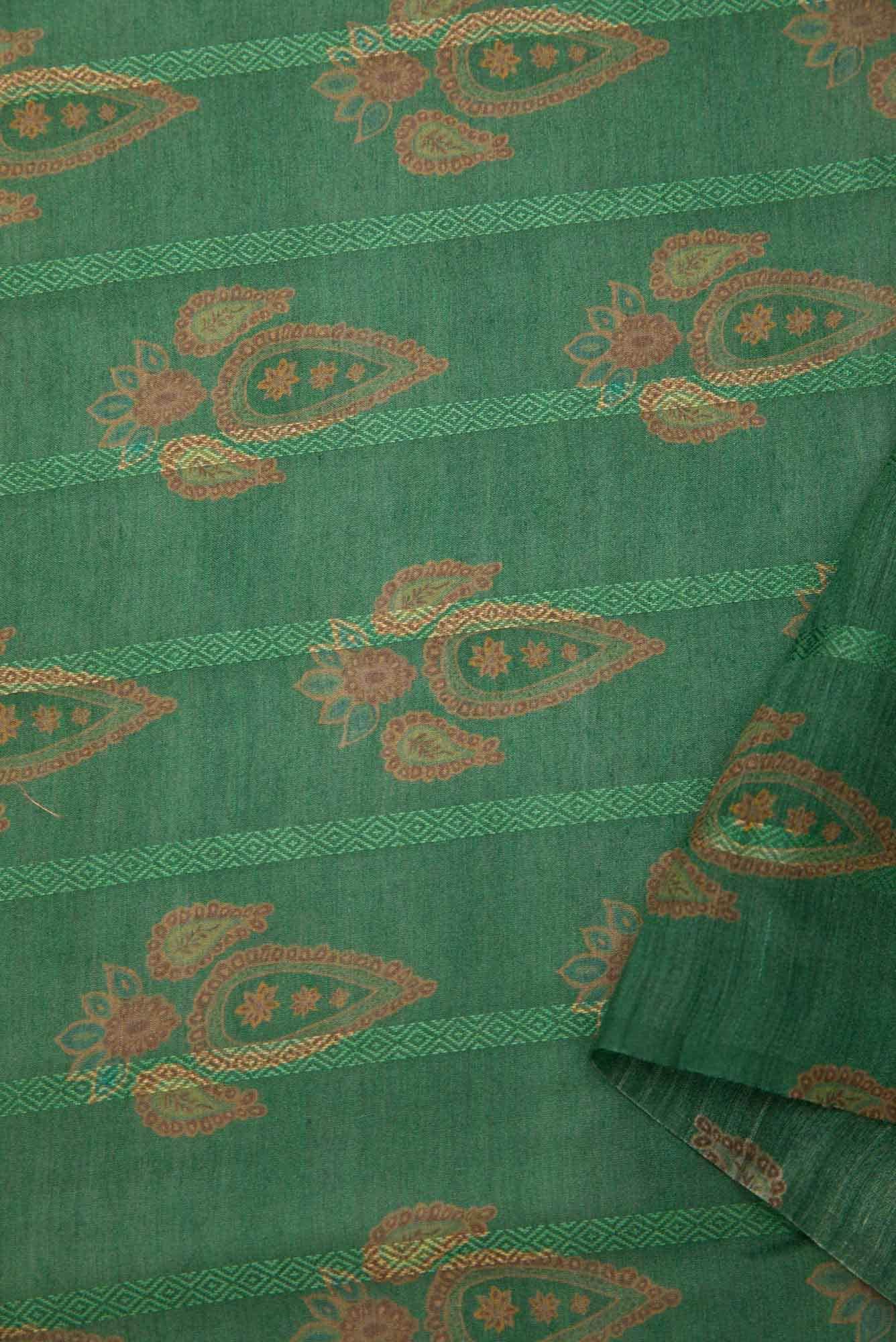 Green Chanderi Silk Dress Material