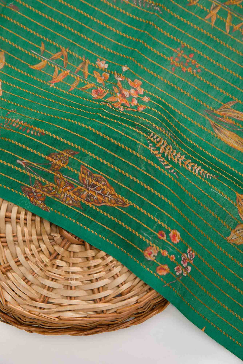 Green Chanderi Silk Dress Material