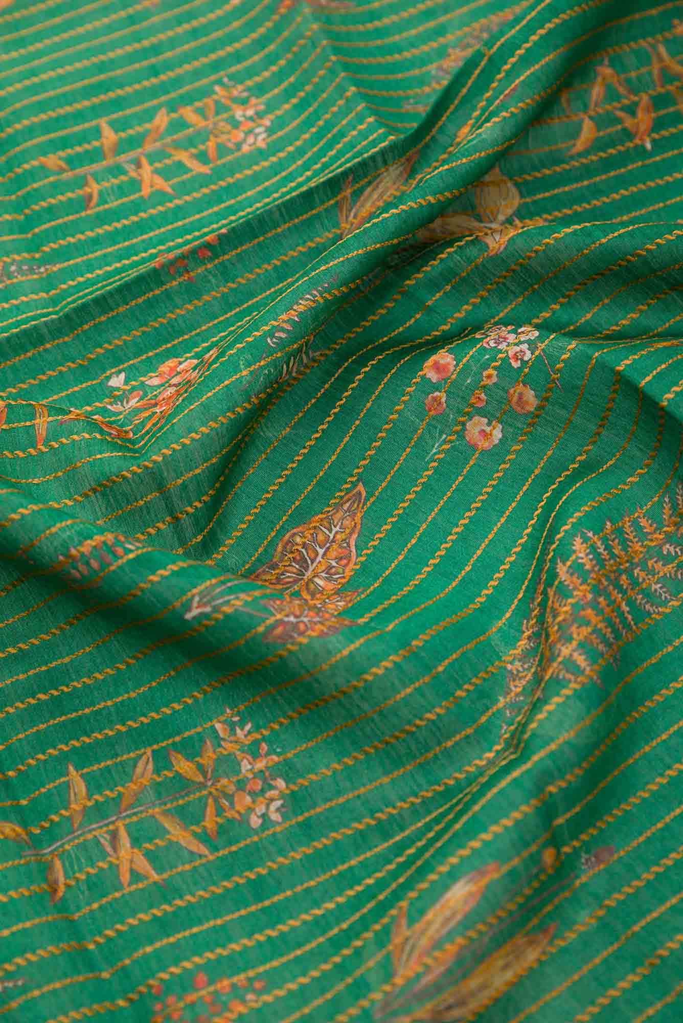 Green Chanderi Silk Dress Material