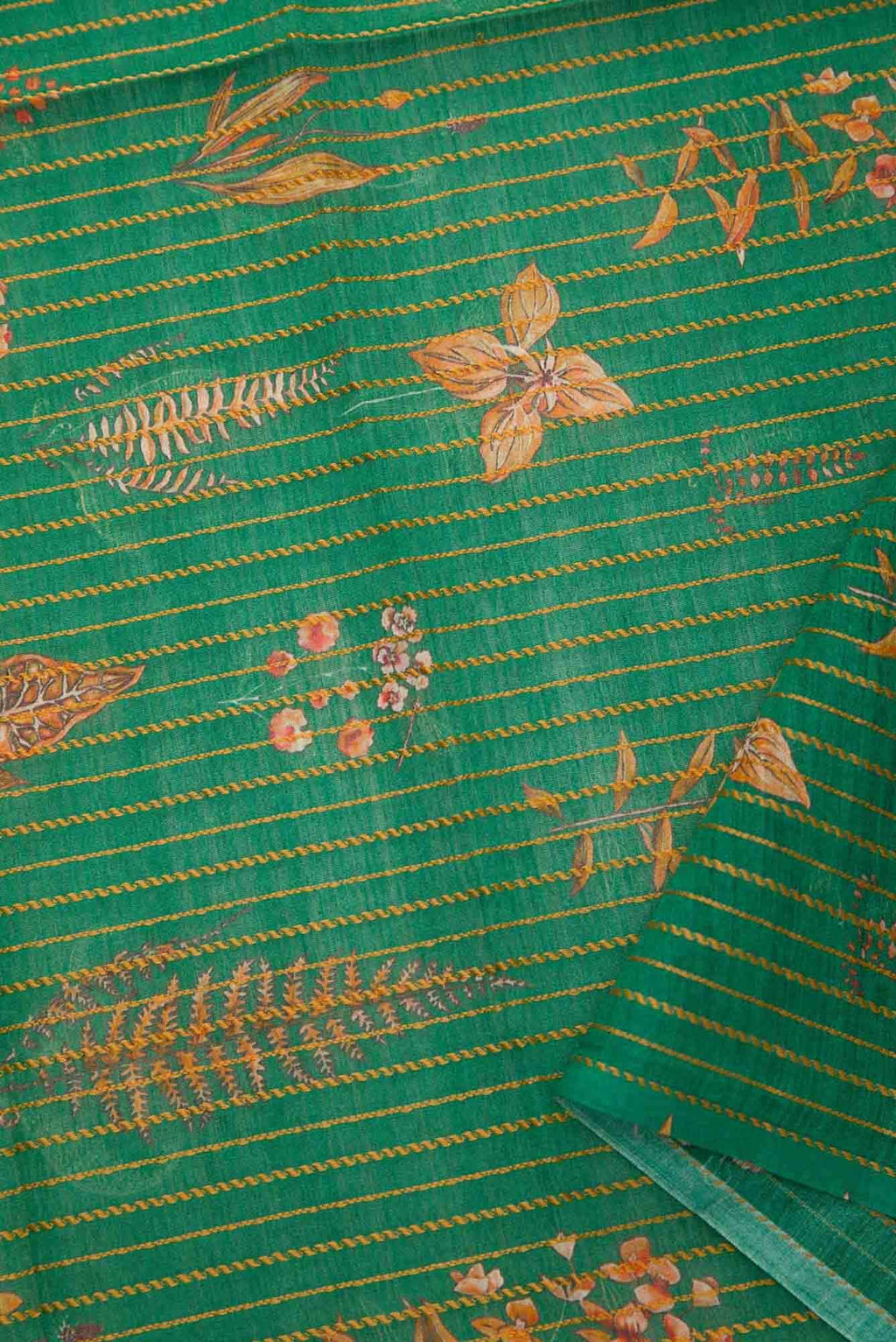 Green Chanderi Silk Dress Material