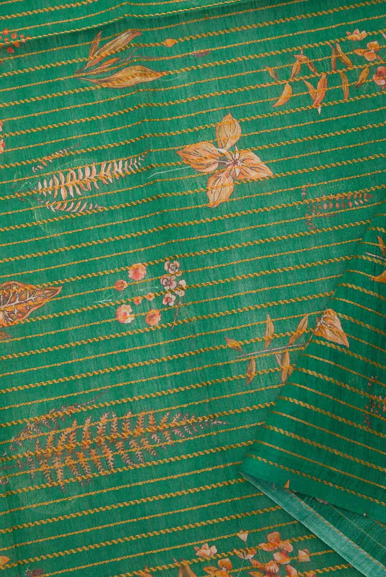 Green Chanderi Silk Dress Material