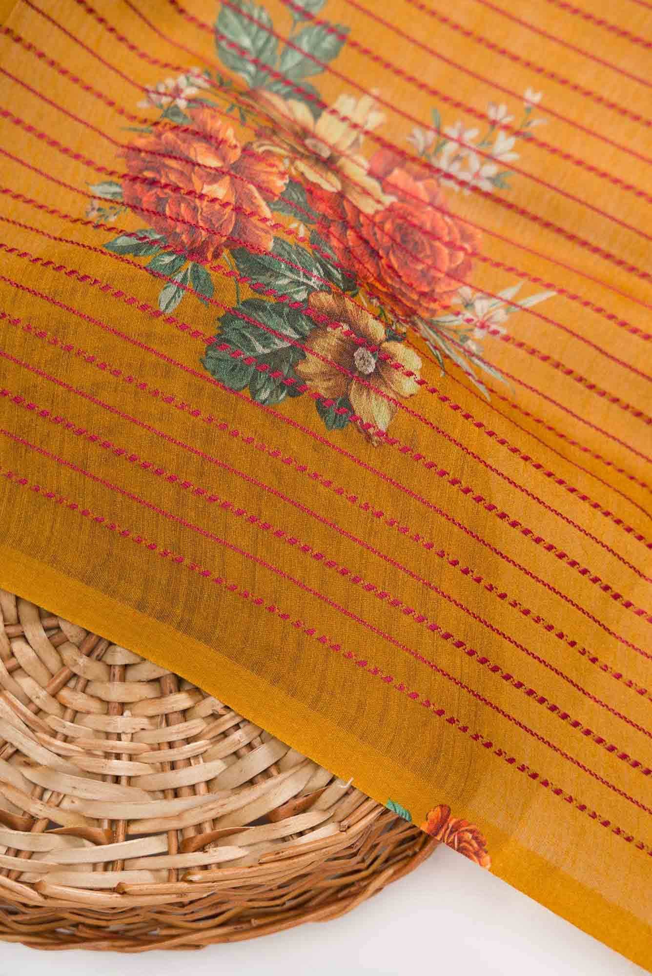 Mustard Chanderi Silk Dress Material