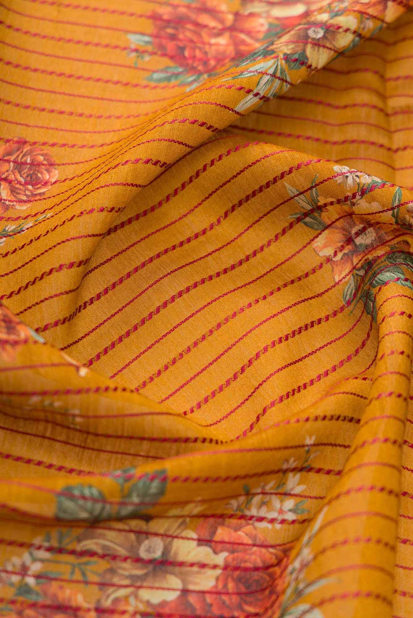 Mustard Chanderi Silk Dress Material