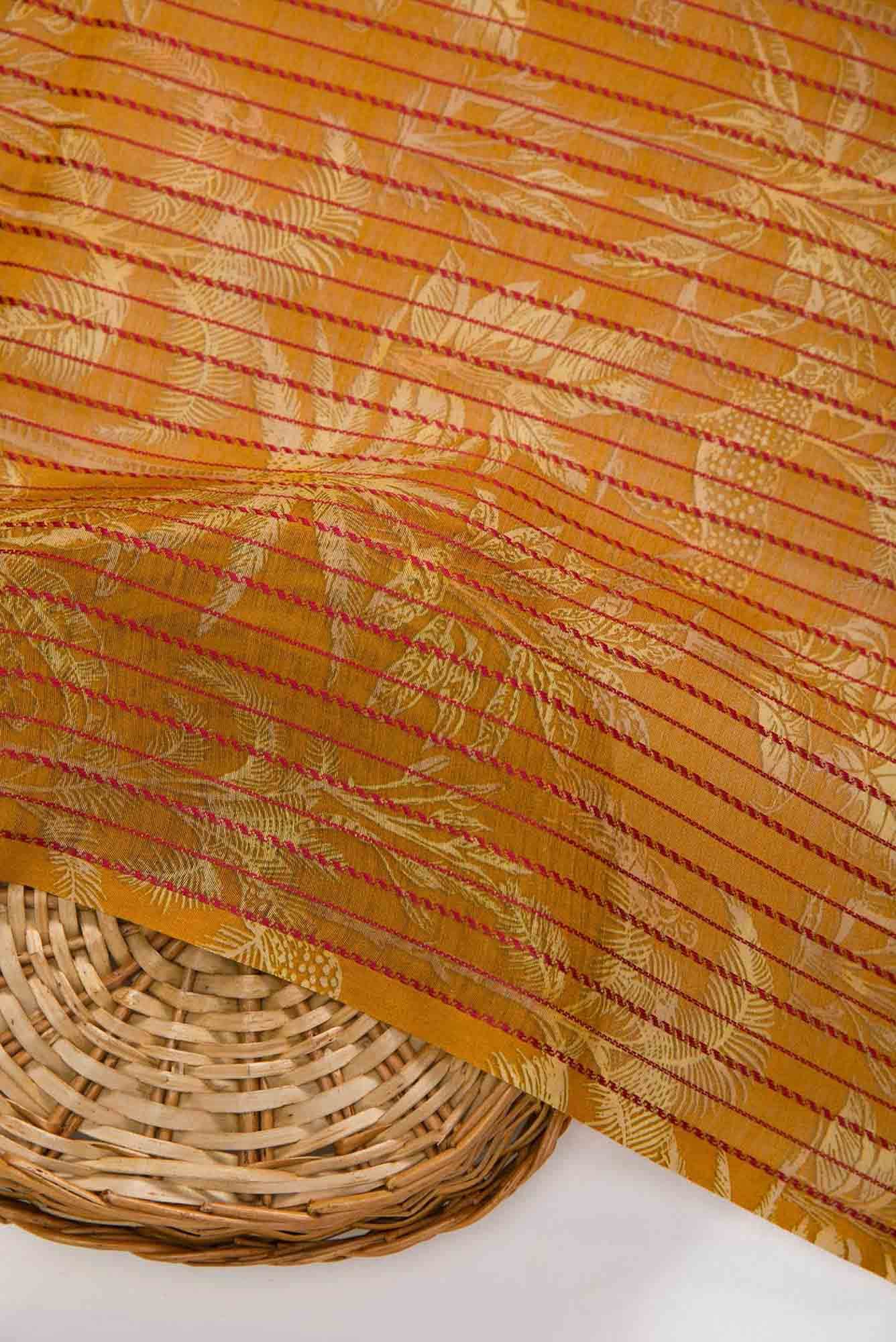 Mustard Chanderi Silk Dress Material