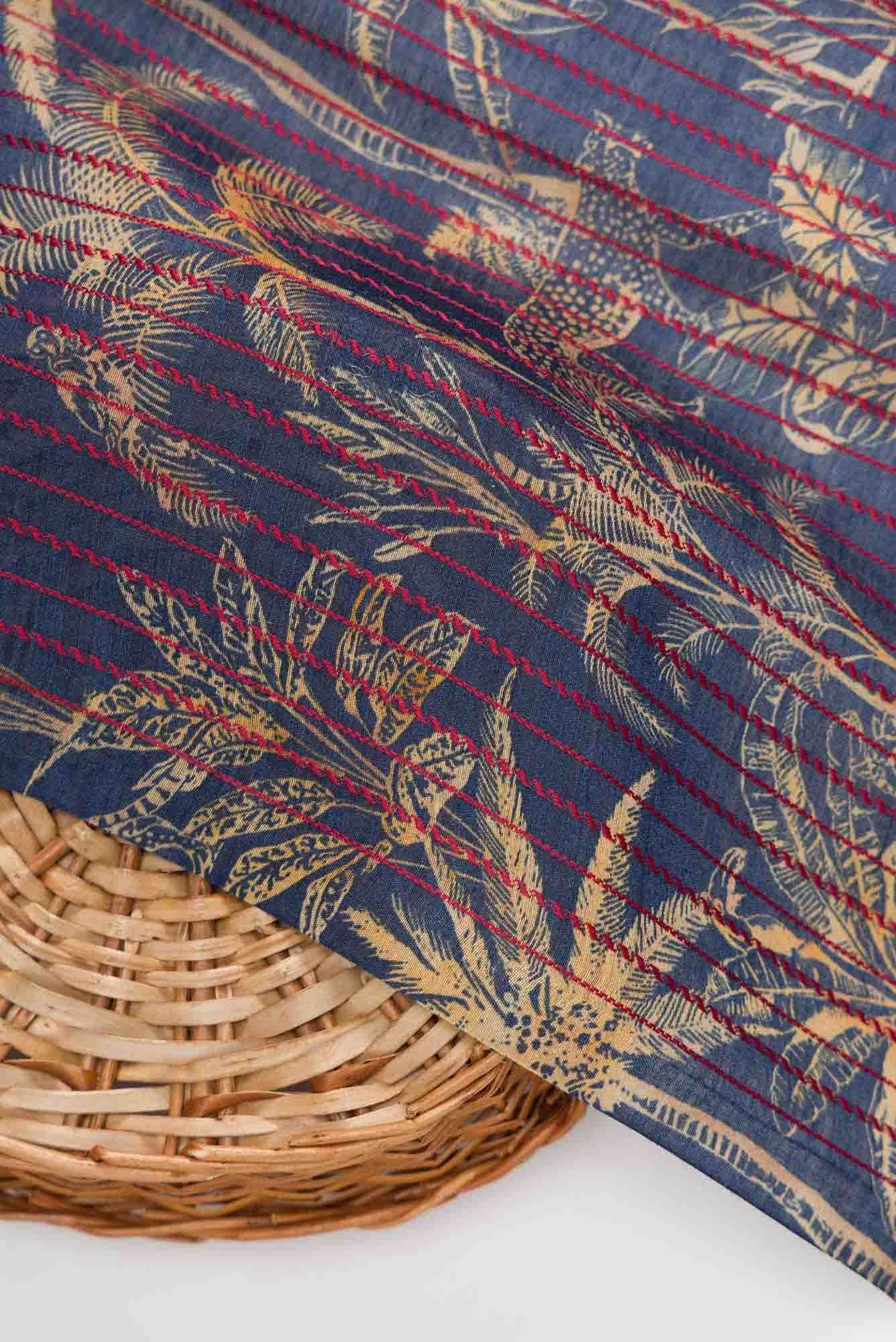 Grey Chanderi Silk Dress Material