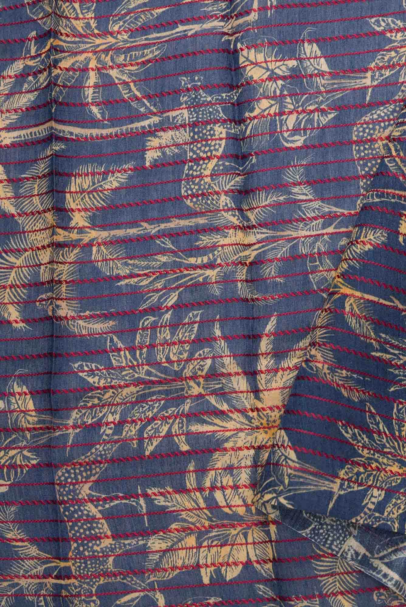 Grey Chanderi Silk Dress Material