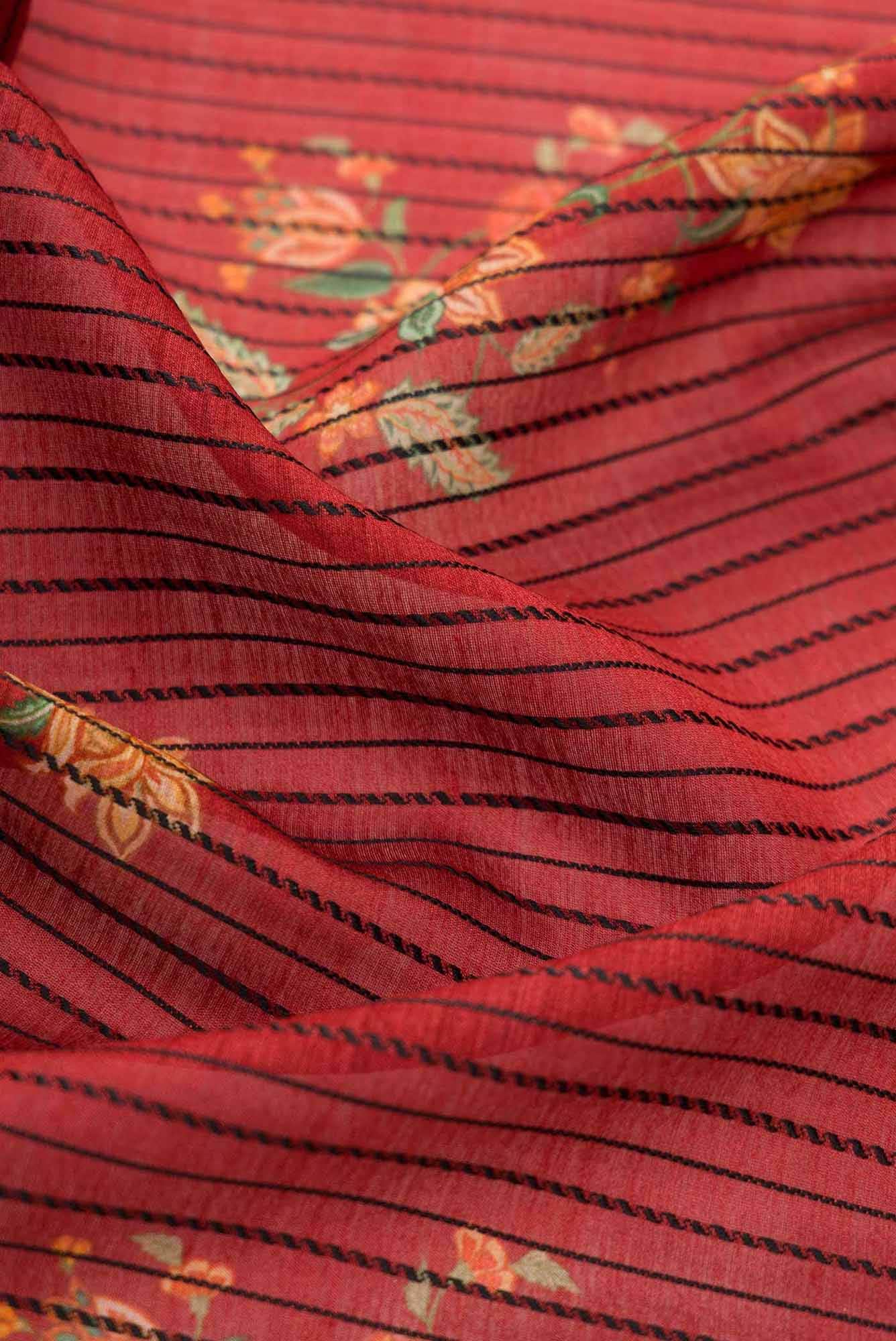 Maroon Chanderi Silk Dress Material